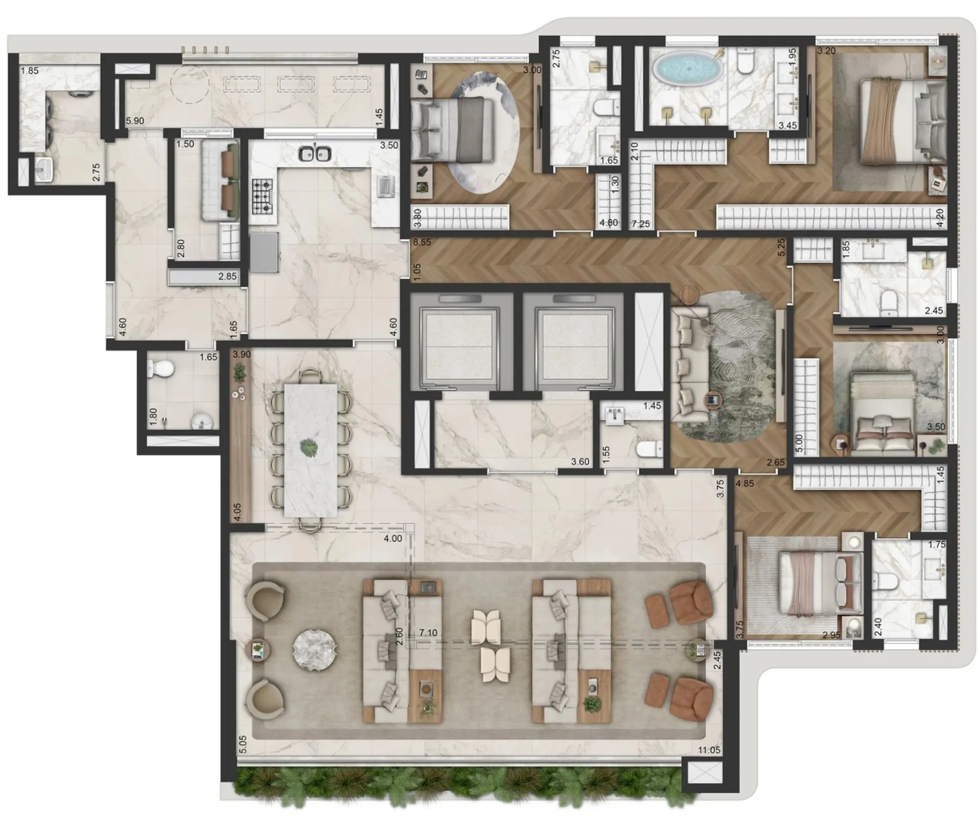 Planta do La Galerie Moema em Moema — 4 dormitórios, 283,50 m²