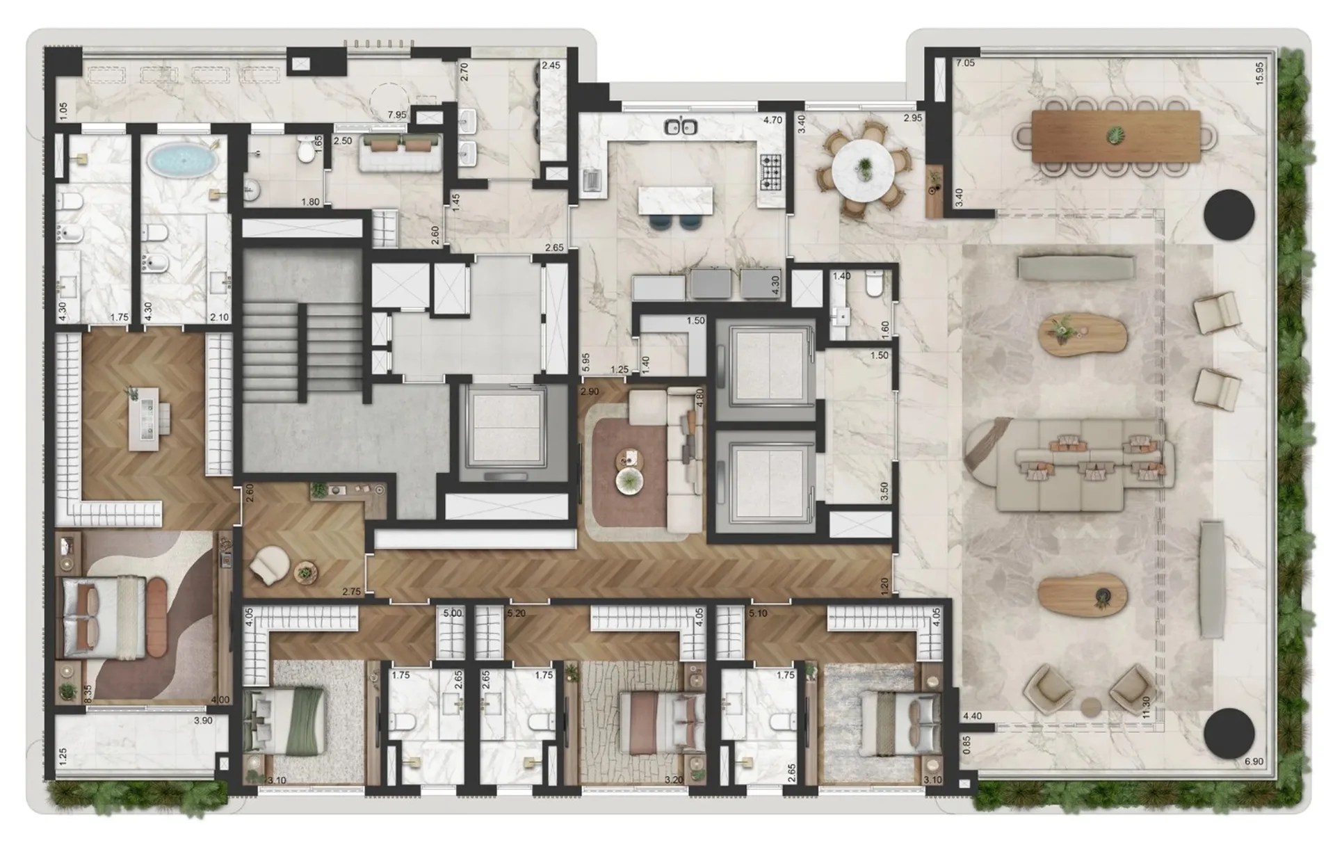 Planta do La Galerie Moema em Moema — 4 dormitórios, 416 m²