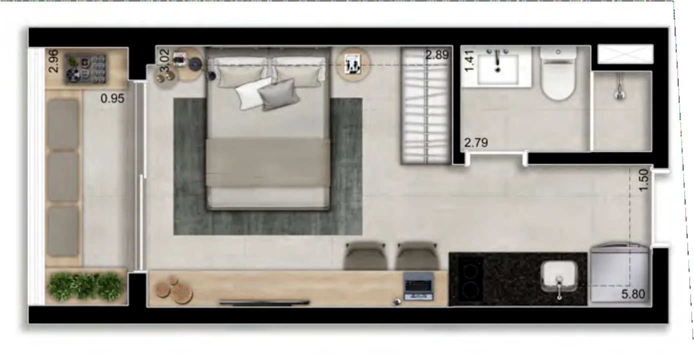 Planta do Lasar Chácara Klabin Versatile em Chácara Klabin — studio de 24 m²