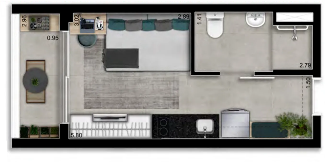 Planta do Lasar Chácara Klabin Versatile em Chácara Klabin — studio de 24 m²