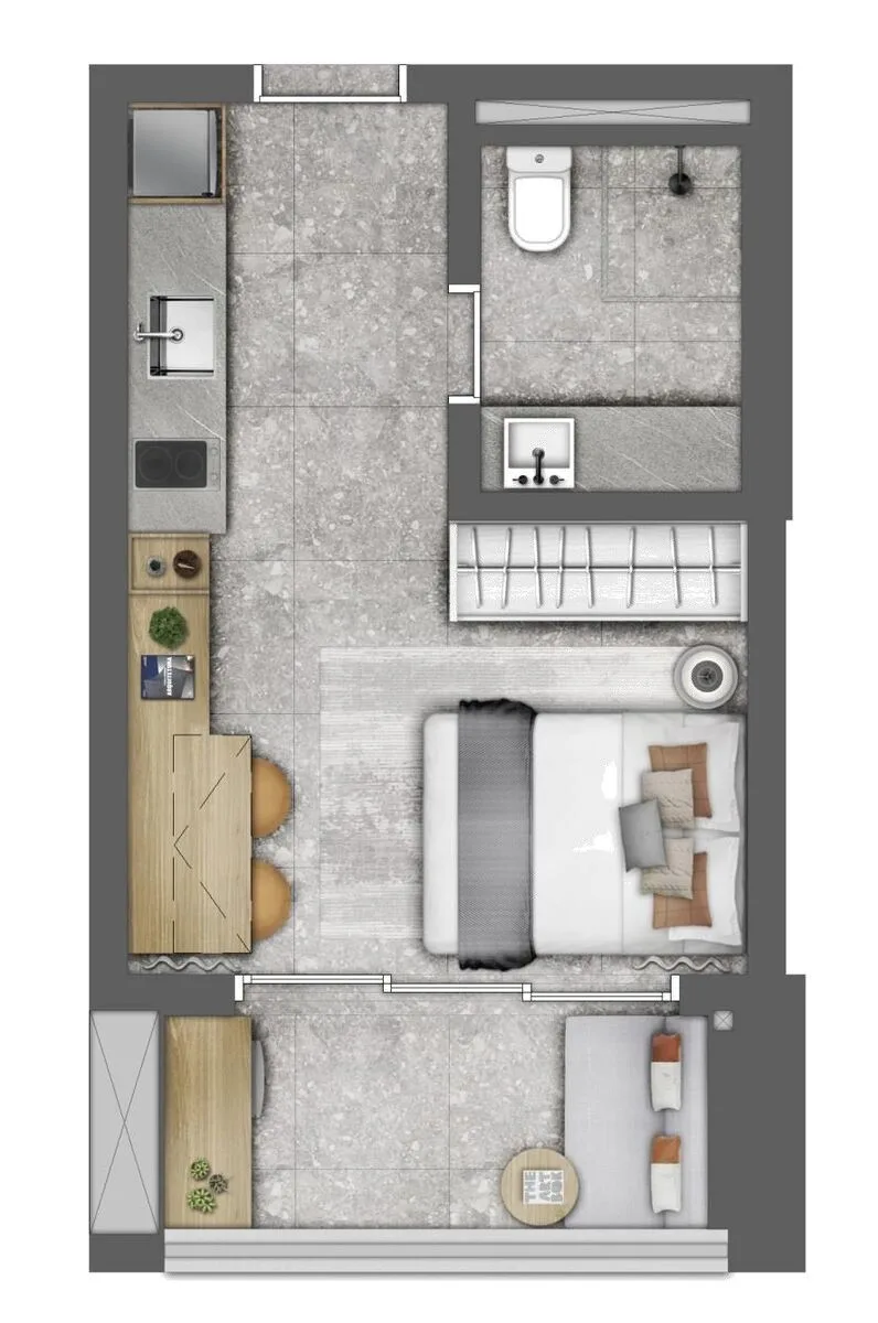 Planta do Latitude Campo Belo em Campo Belo — 1 dormitório – 26 m² Studio