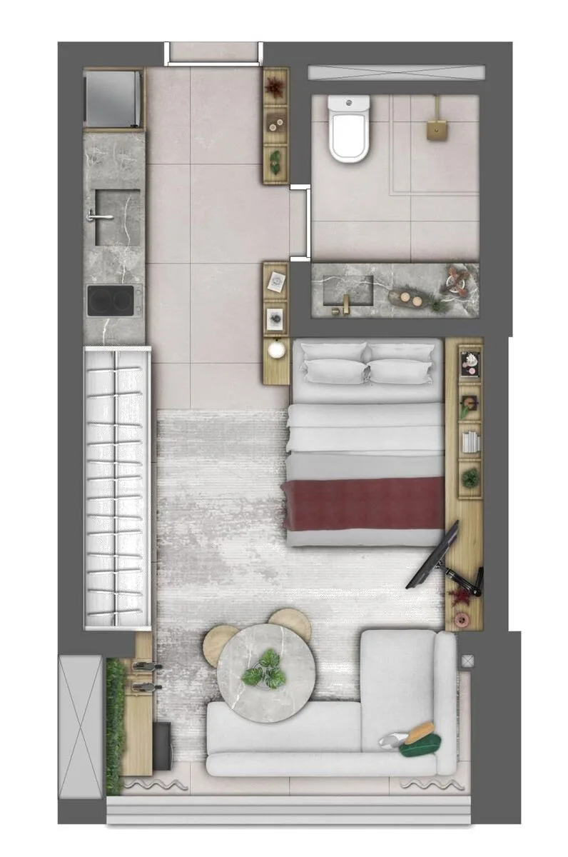 Planta do Latitude Campo Belo em Campo Belo — 1 dormitório – 26 m² Studio