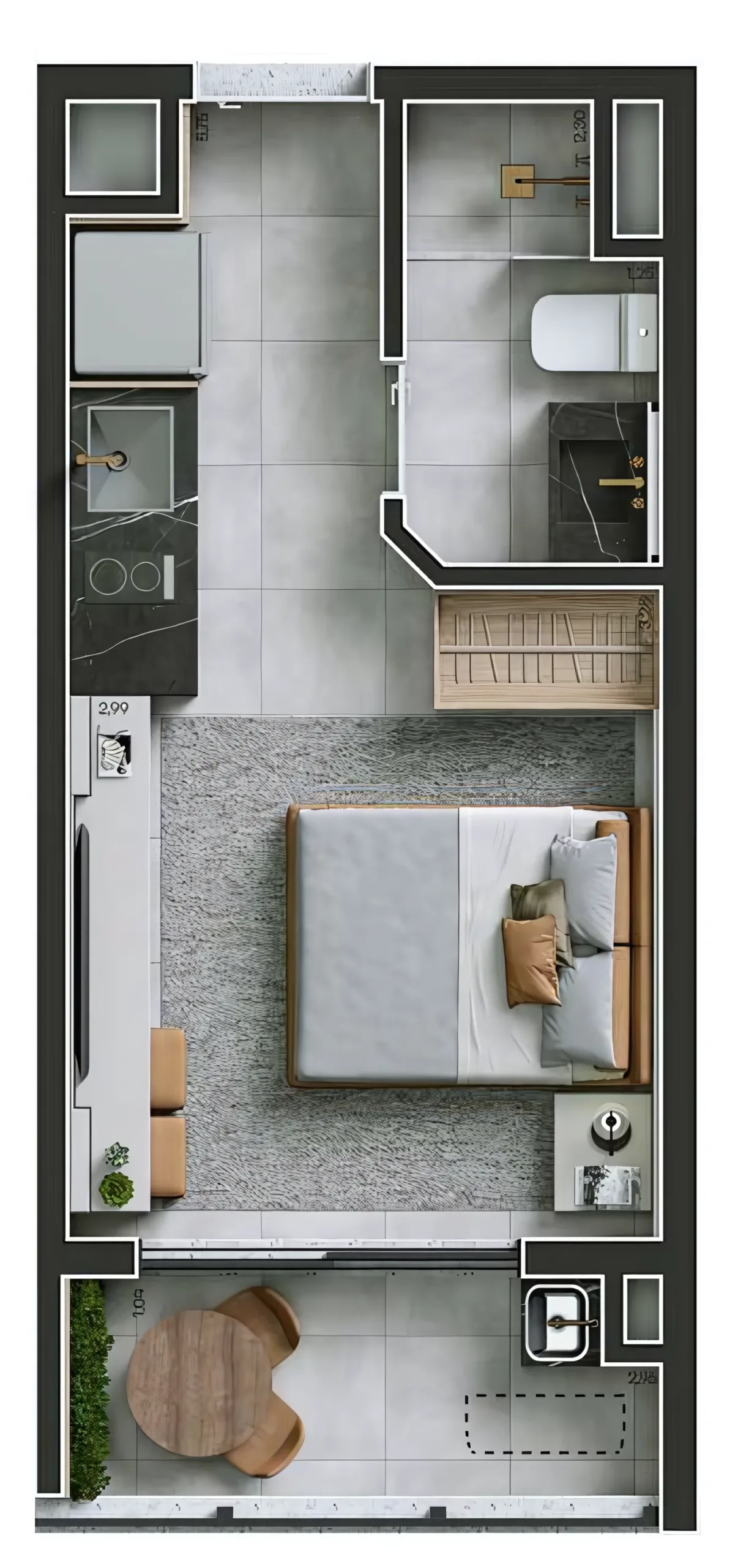 Planta do Legí Perdizes em Perdizes — 1 dormitório – 24 m² Studio