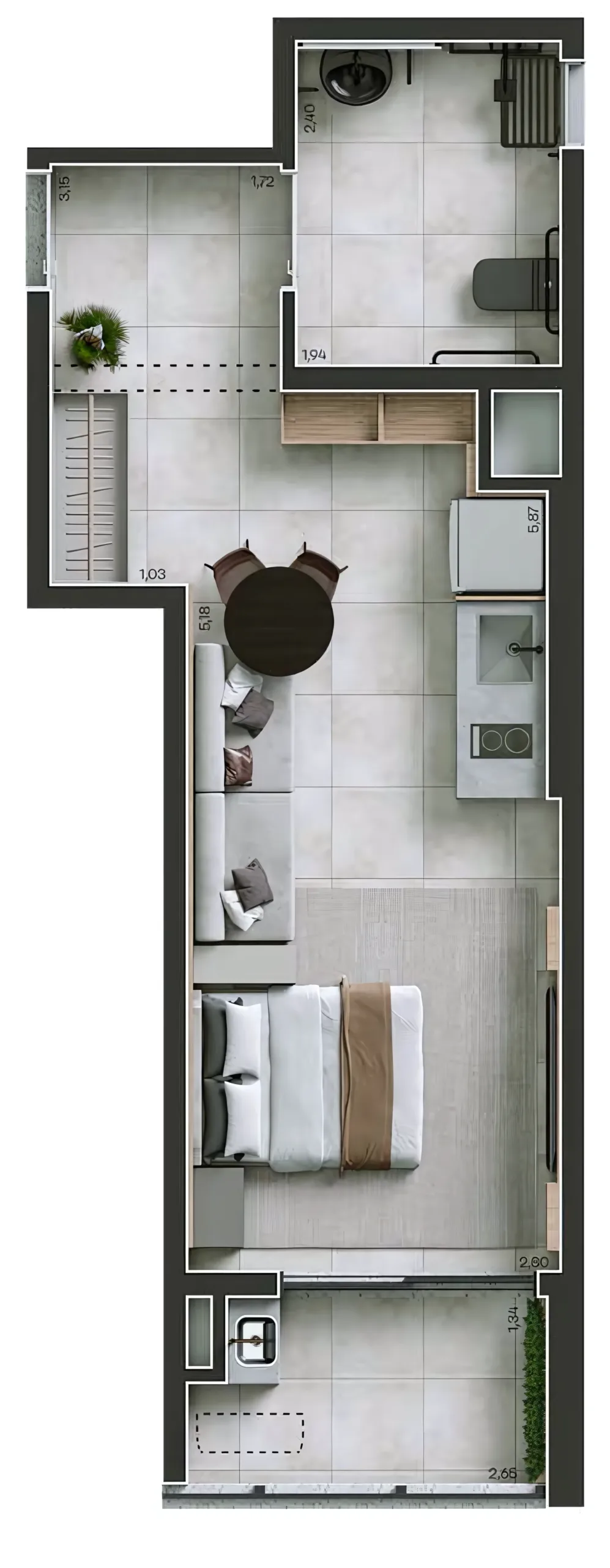 Planta do Legí Perdizes em Perdizes — 1 dormitório – 37 m² Studio