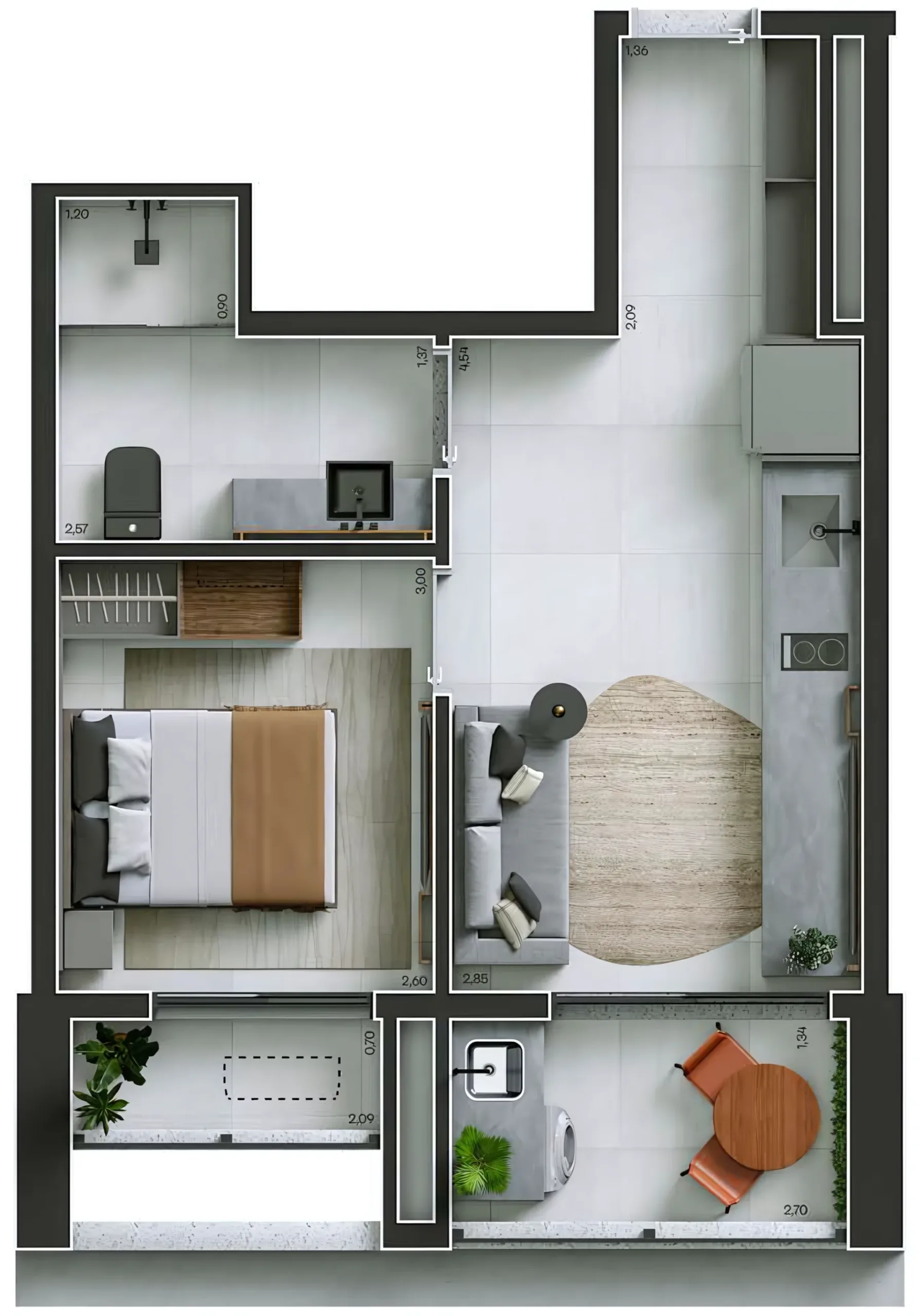 Planta do Legí Perdizes em Perdizes — 1 dormitório – 40 m²