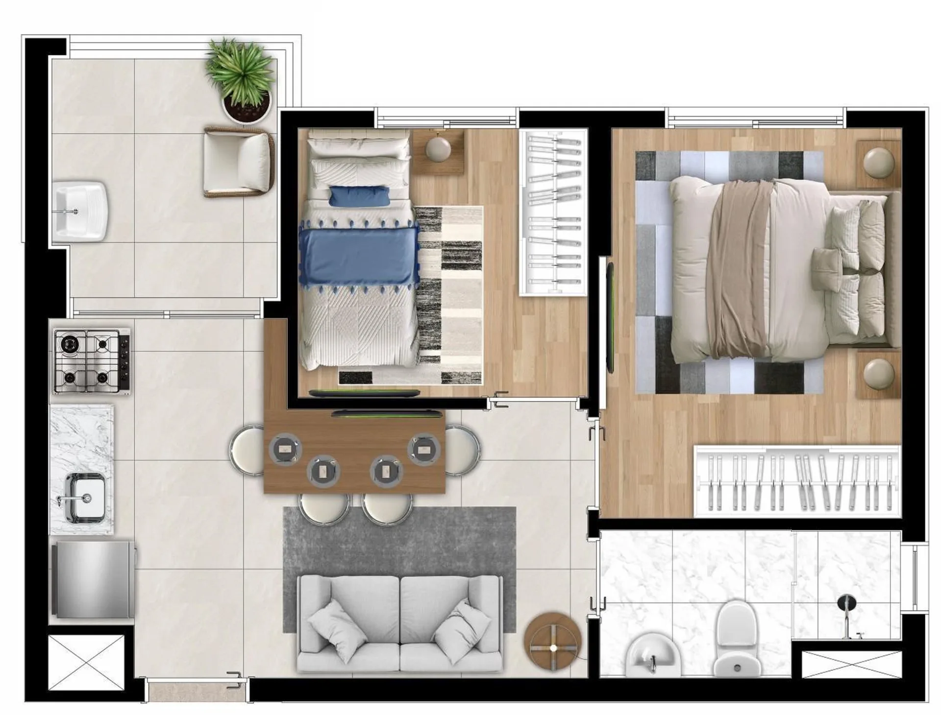 Planta do Lev Perus em Perus — 2 dormitórios, 36,89 m²