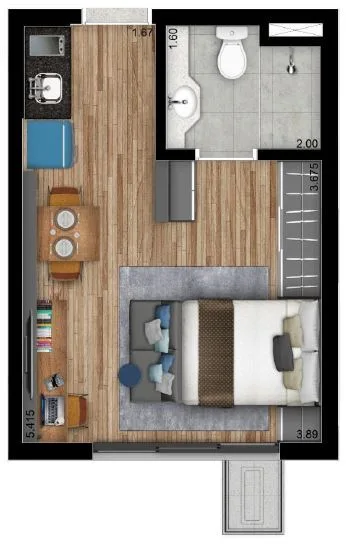 Planta do Lexy Boulevard Vila Clementino em Vila Clementino — studio de 25 m²