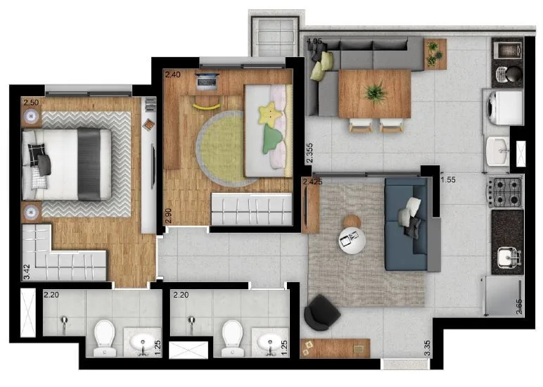 Planta do Lexy Boulevard Vila Clementino em Vila Clementino — 2 dormitórios, 55 m²