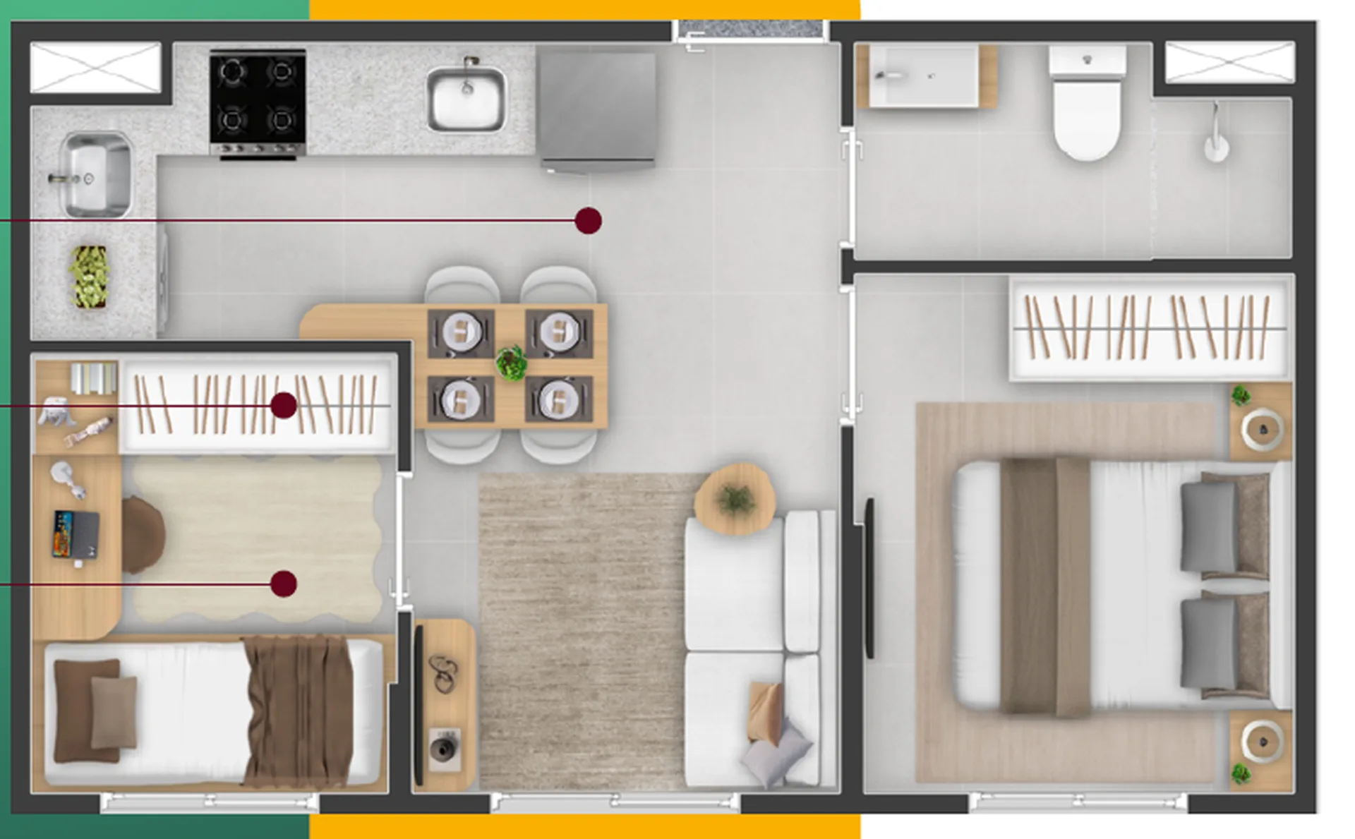 Planta do Líber Jaçanã em Jaçanã — 2 dormitórios, 32,20 m²