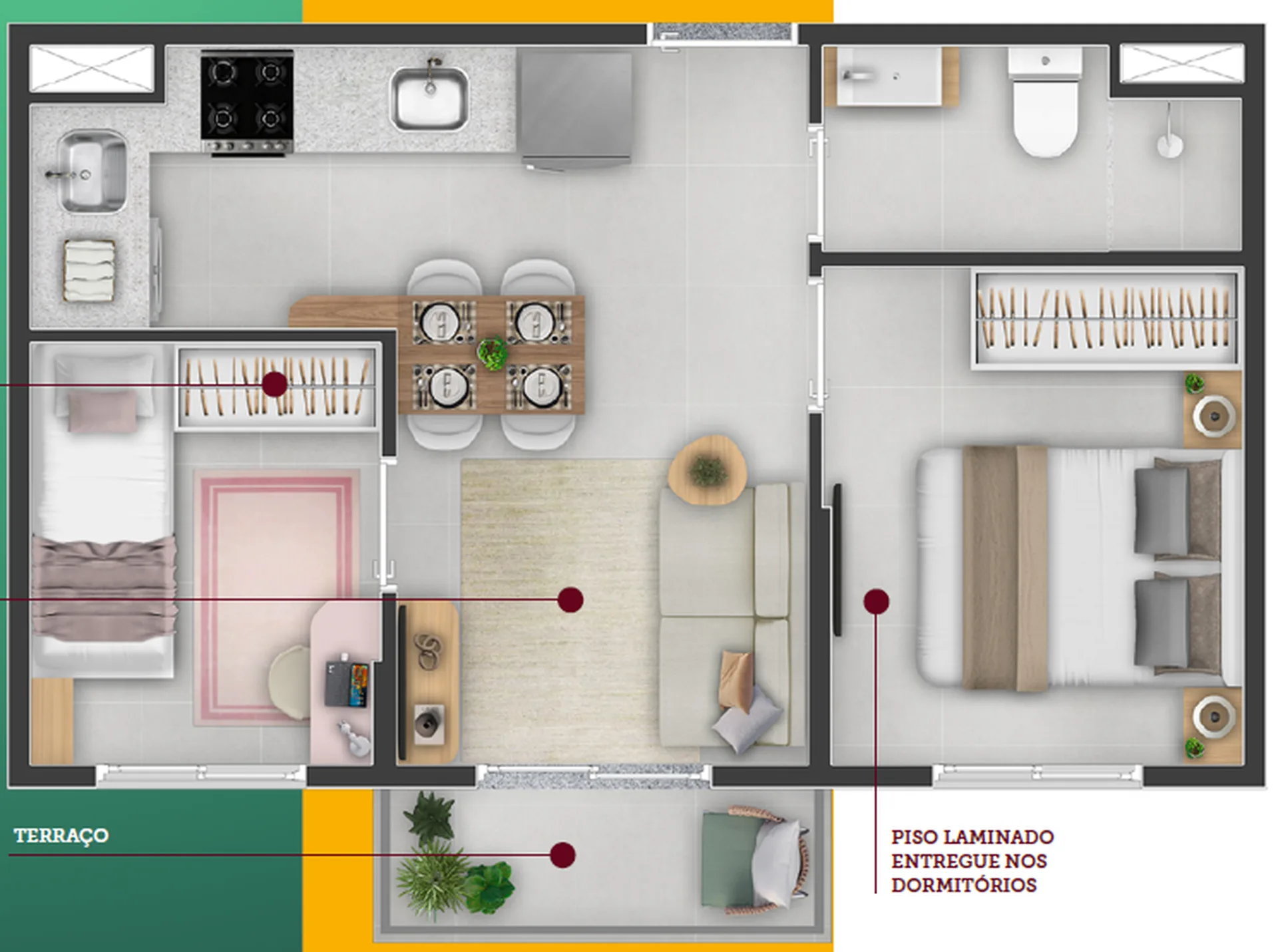 Planta do Líber Jaçanã em Jaçanã — 2 dormitórios, 34,62 m²