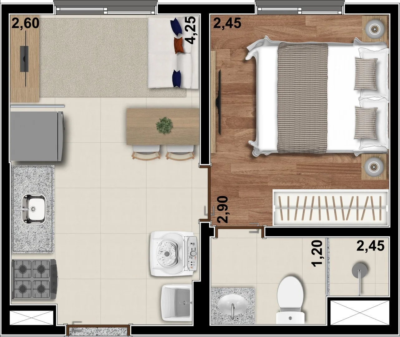 Planta do Lift Vila das Belezas — 1 dormitório – 24 m²