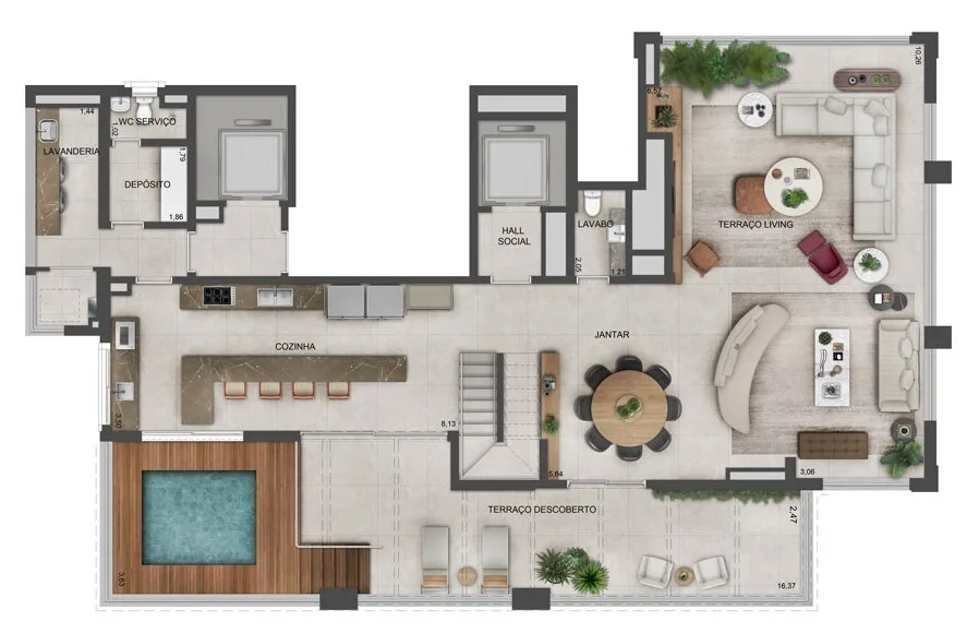 Planta do Lindenberg Guarará em Jardim Paulista — 4 dormitórios – 381,51 m² Cobertura