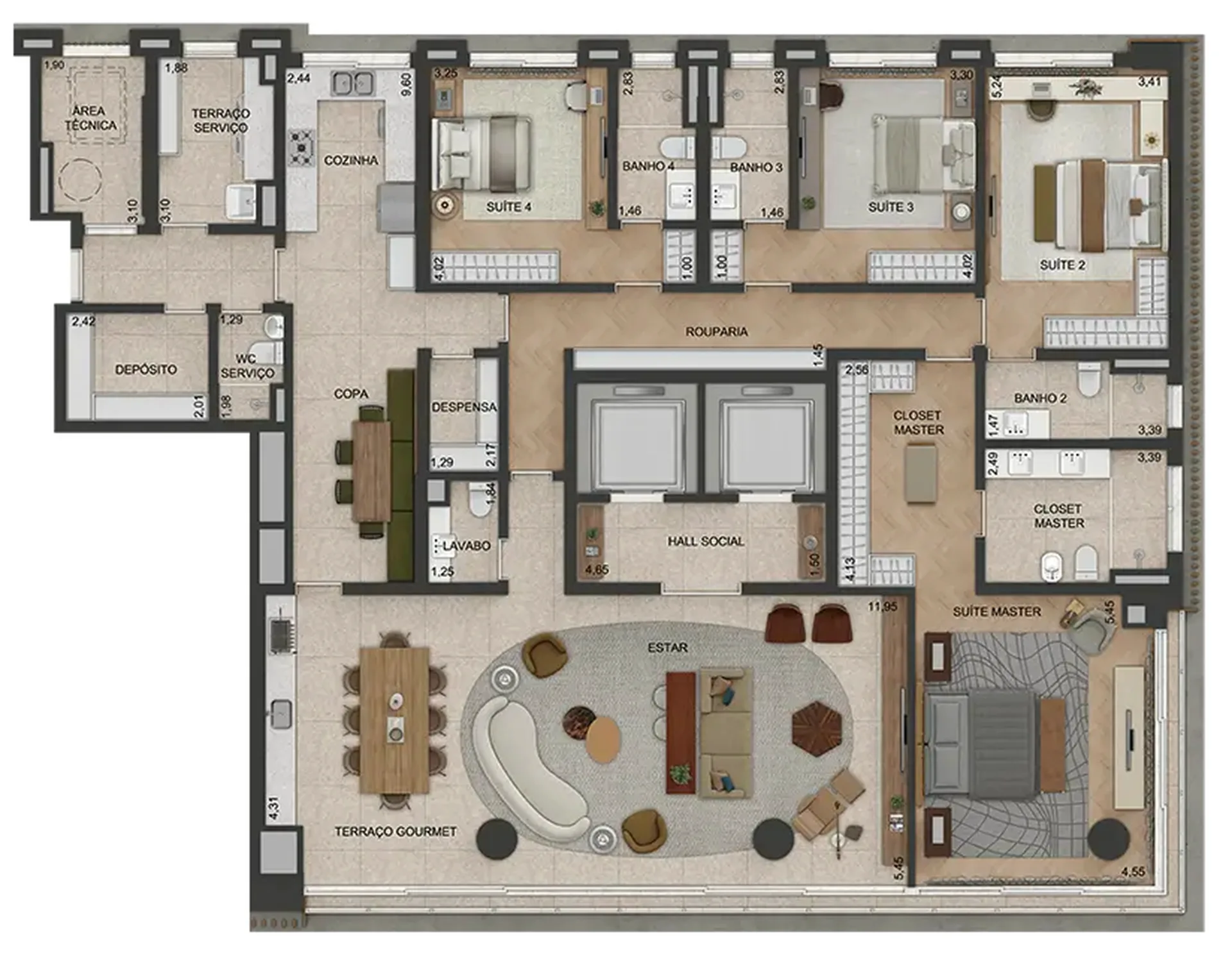 Planta do Lindenberg Moema em Moema — 4 dormitórios, 293 m²