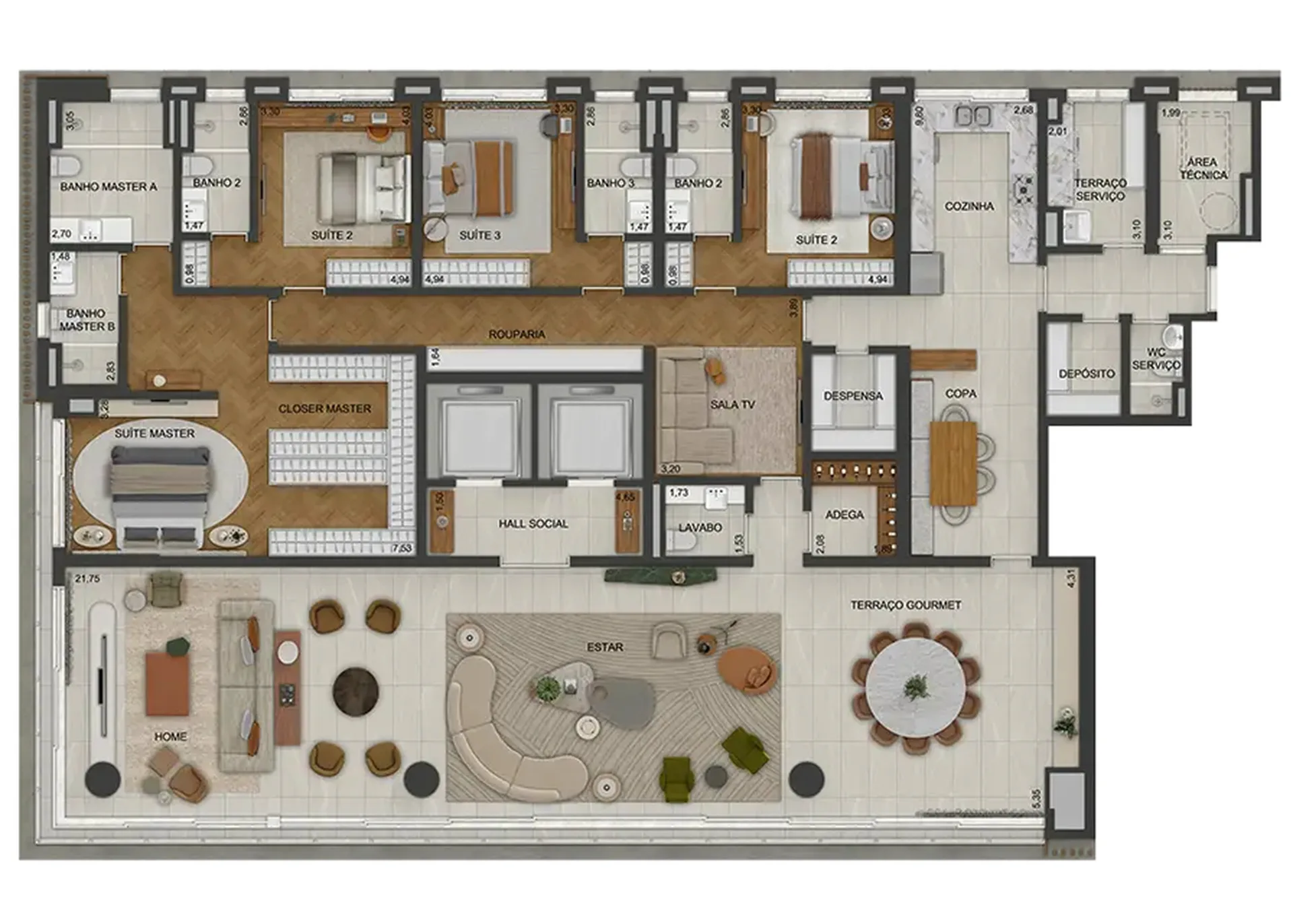 Planta do Lindenberg Moema em Moema — 4 dormitórios, 373 m²