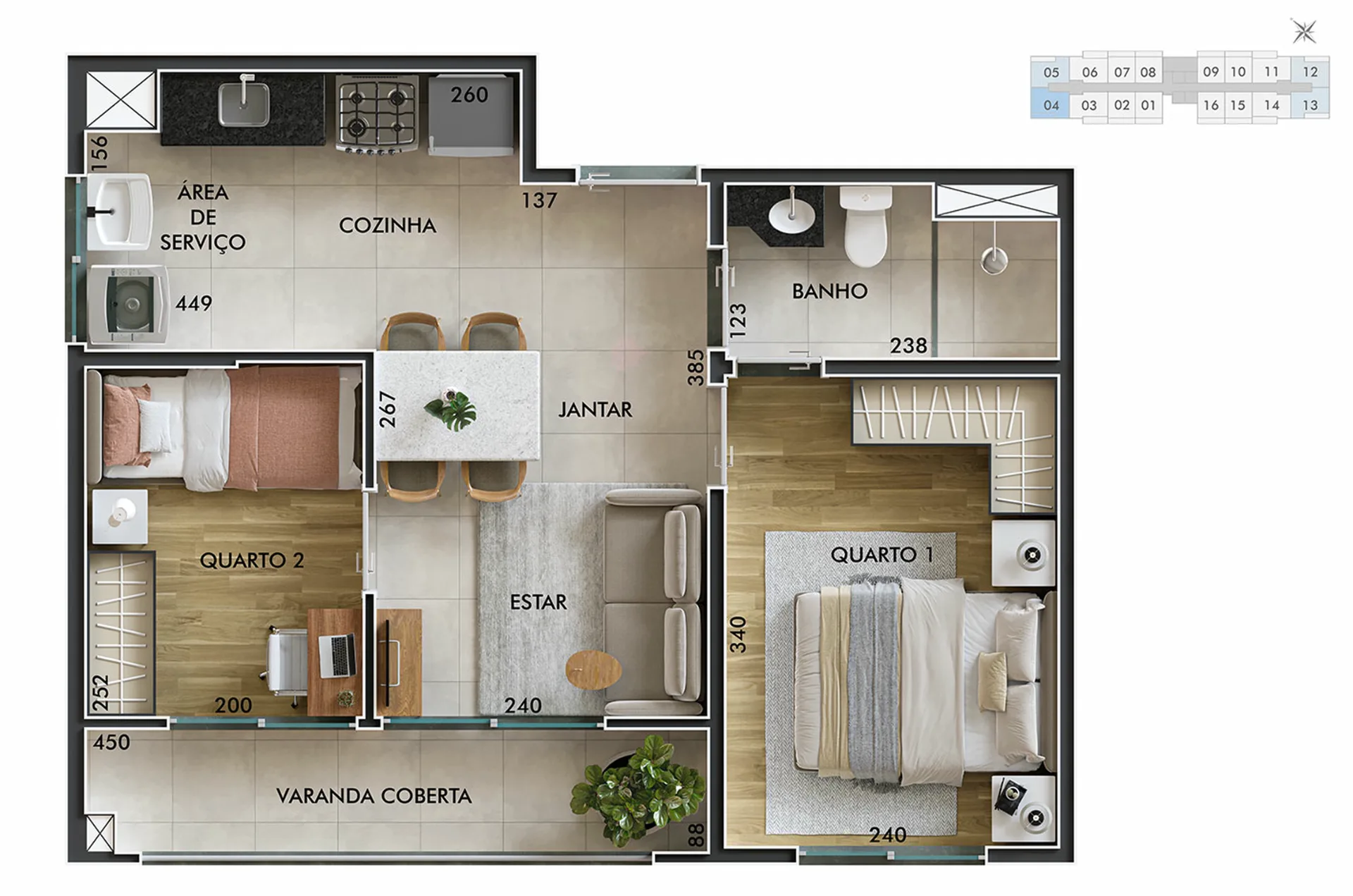 Planta do Line Parada Inglesa em Tucuruvi — 2 dormitórios, 39 m²
