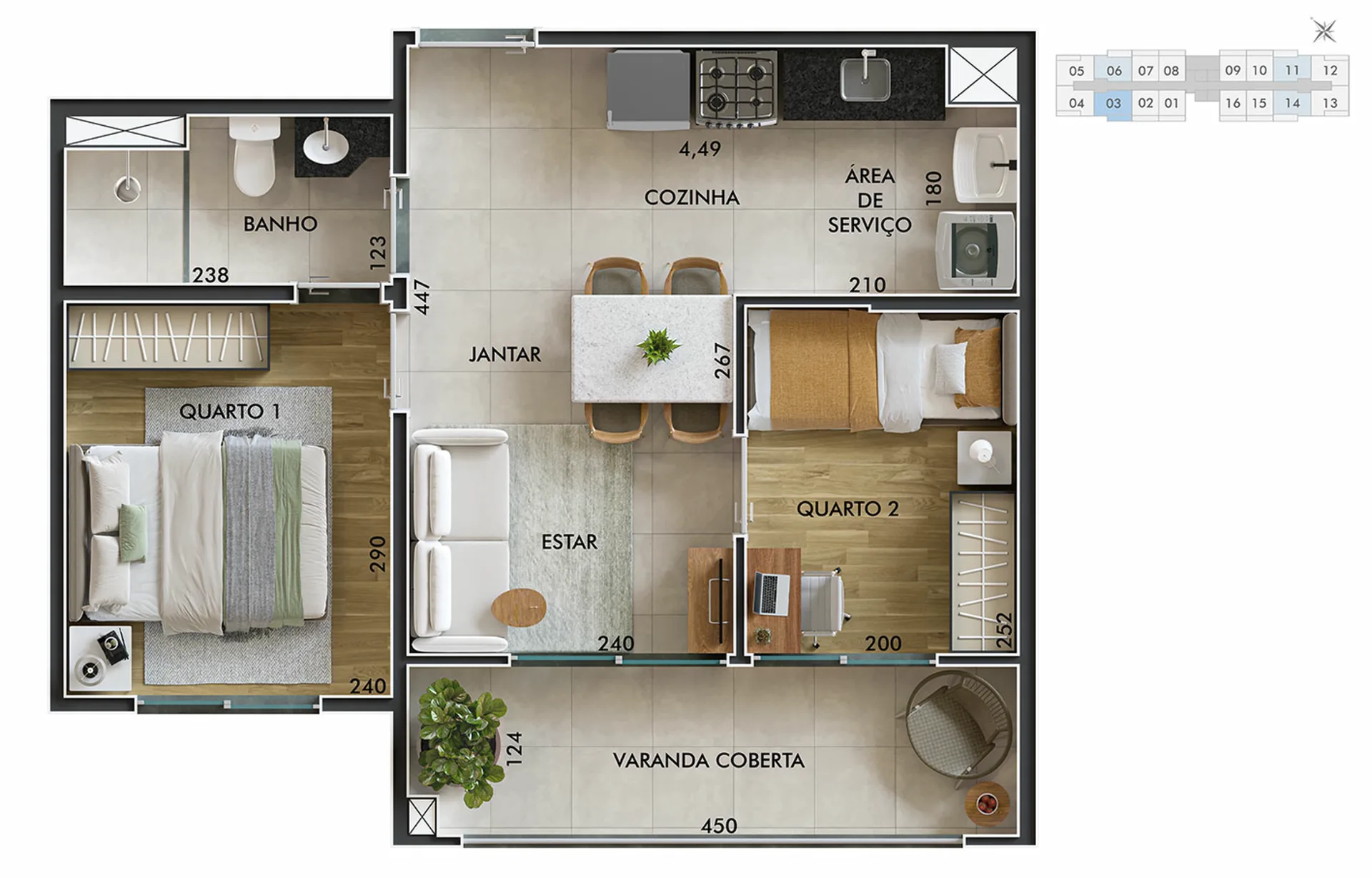 Planta do Line Parada Inglesa em Tucuruvi — 2 dormitórios, 40 m²