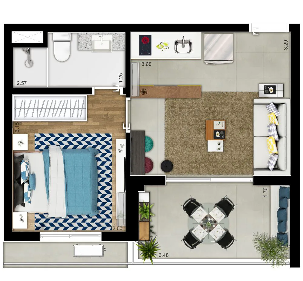 Planta do Link Vila Mariana em Vila Mariana — 1 dormitório, 37 m²