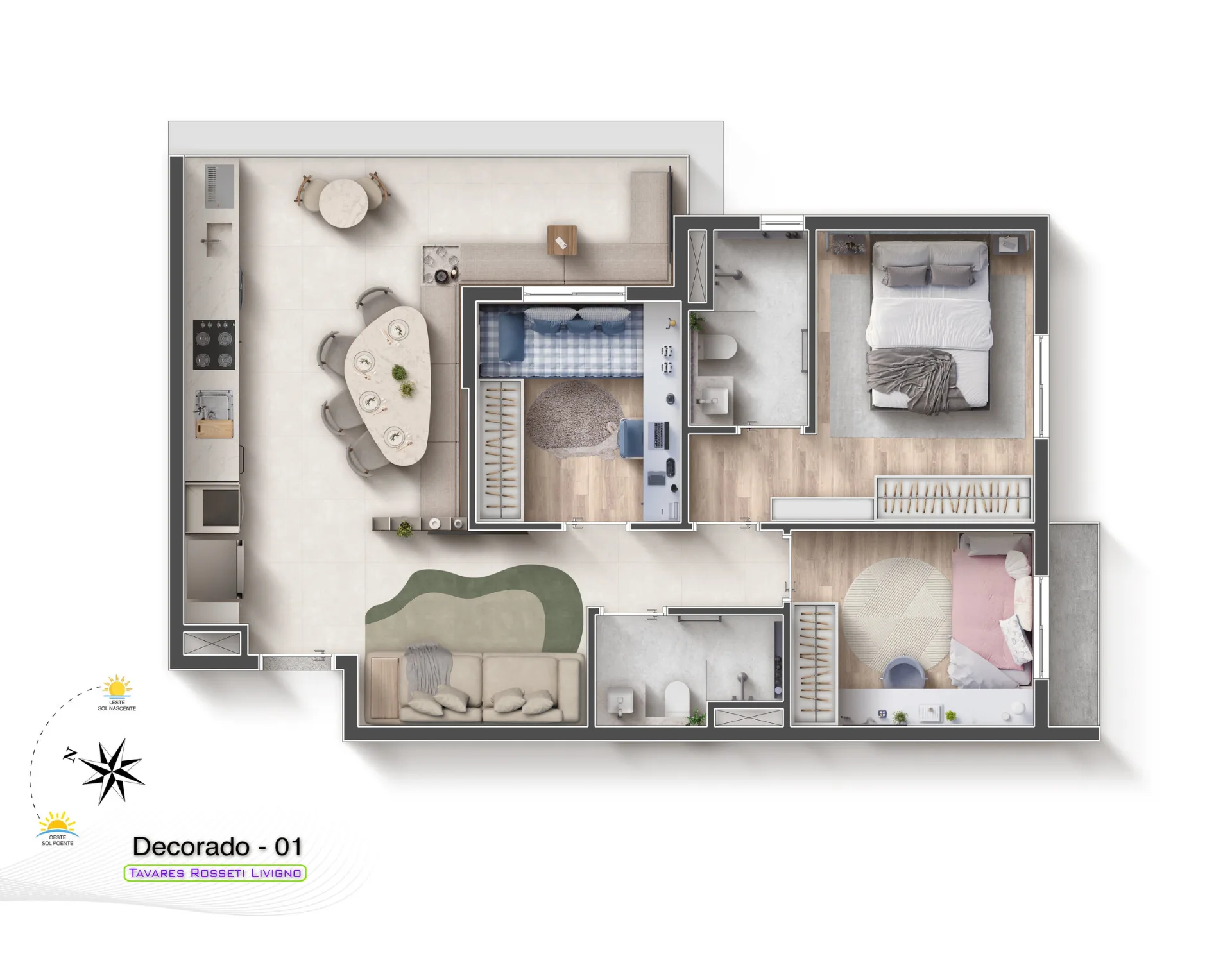 Planta do Livigno em Tatuapé — 3 dormitórios, 68 m²