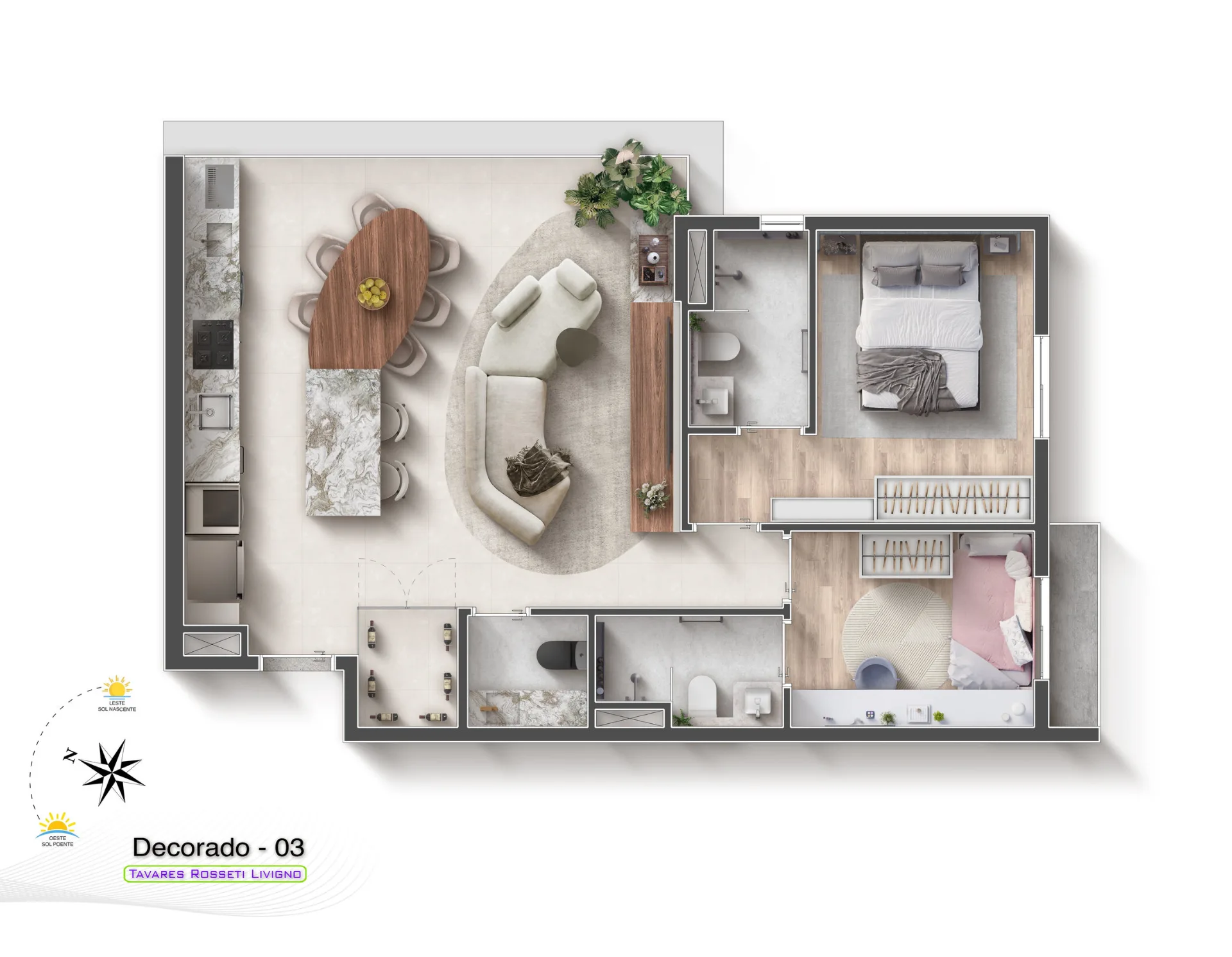 Planta do Livigno em Tatuapé — 2 dormitórios, 68 m² (opção)
