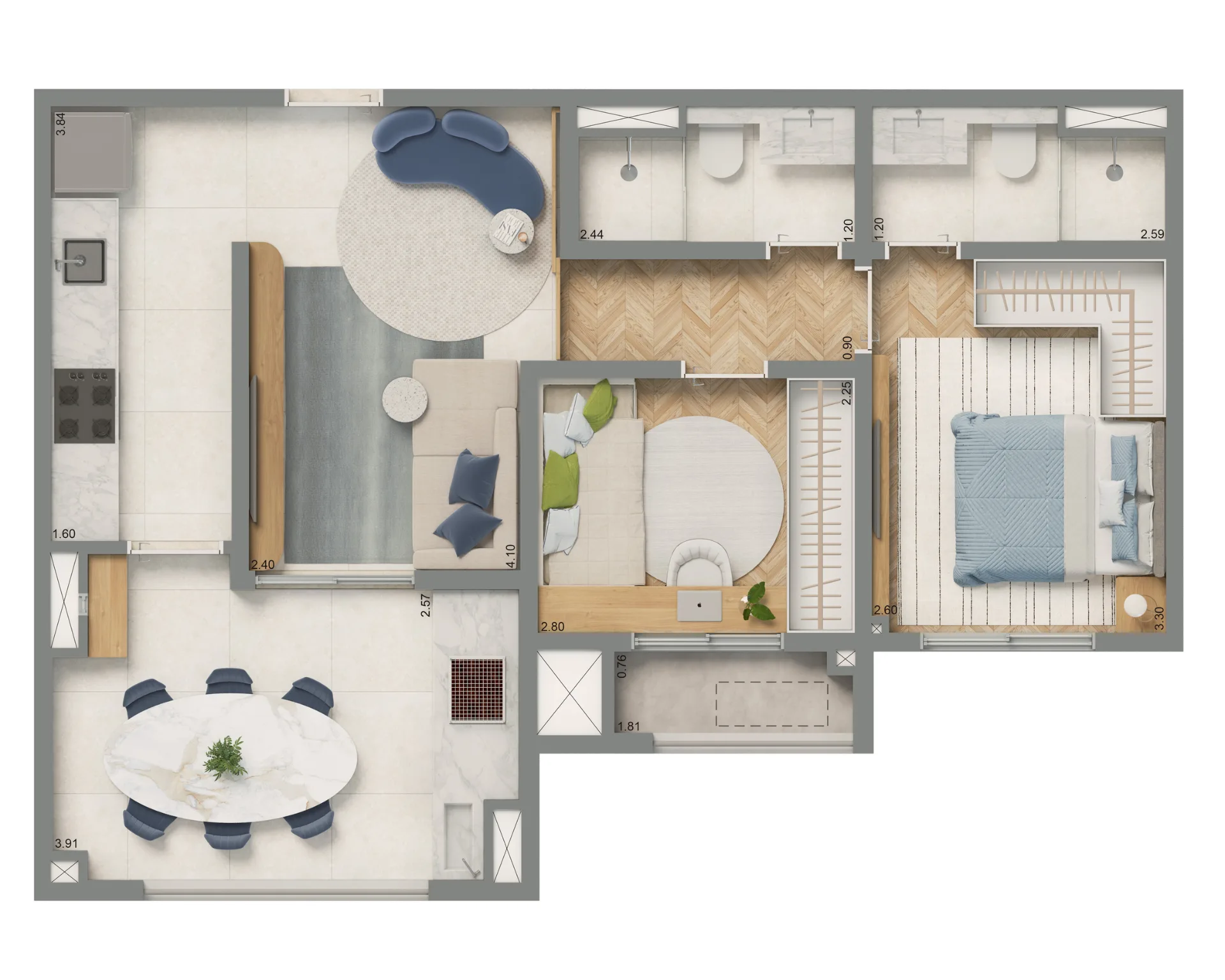 Planta do Living Grand Exclusive Tucuruvi em Tucuruvi — 2 dormitórios, 61 m²