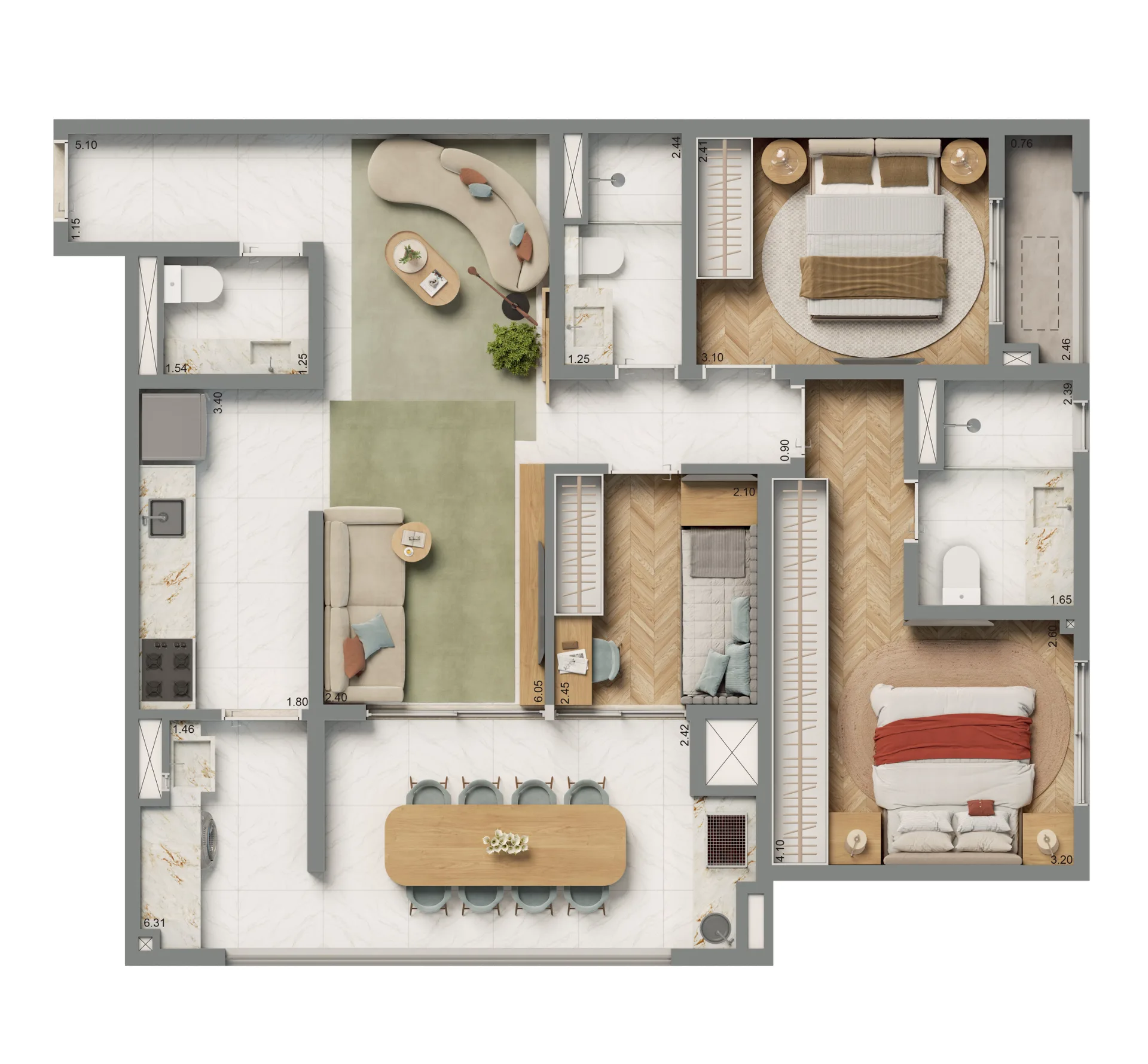 Planta do Living Grand Exclusive Tucuruvi em Tucuruvi — 3 dormitórios, 87 m²