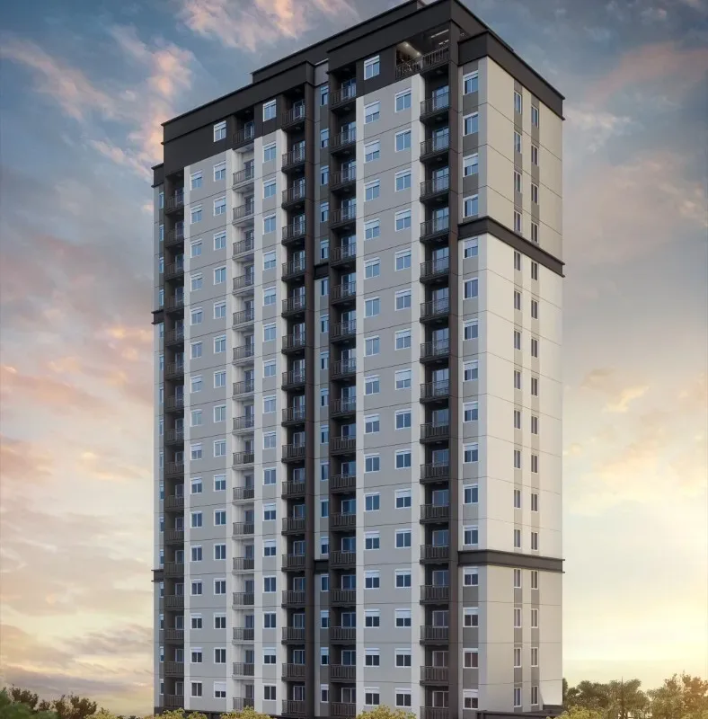 Fachada do Living In Nova Klabin, lançamento em São Paulo