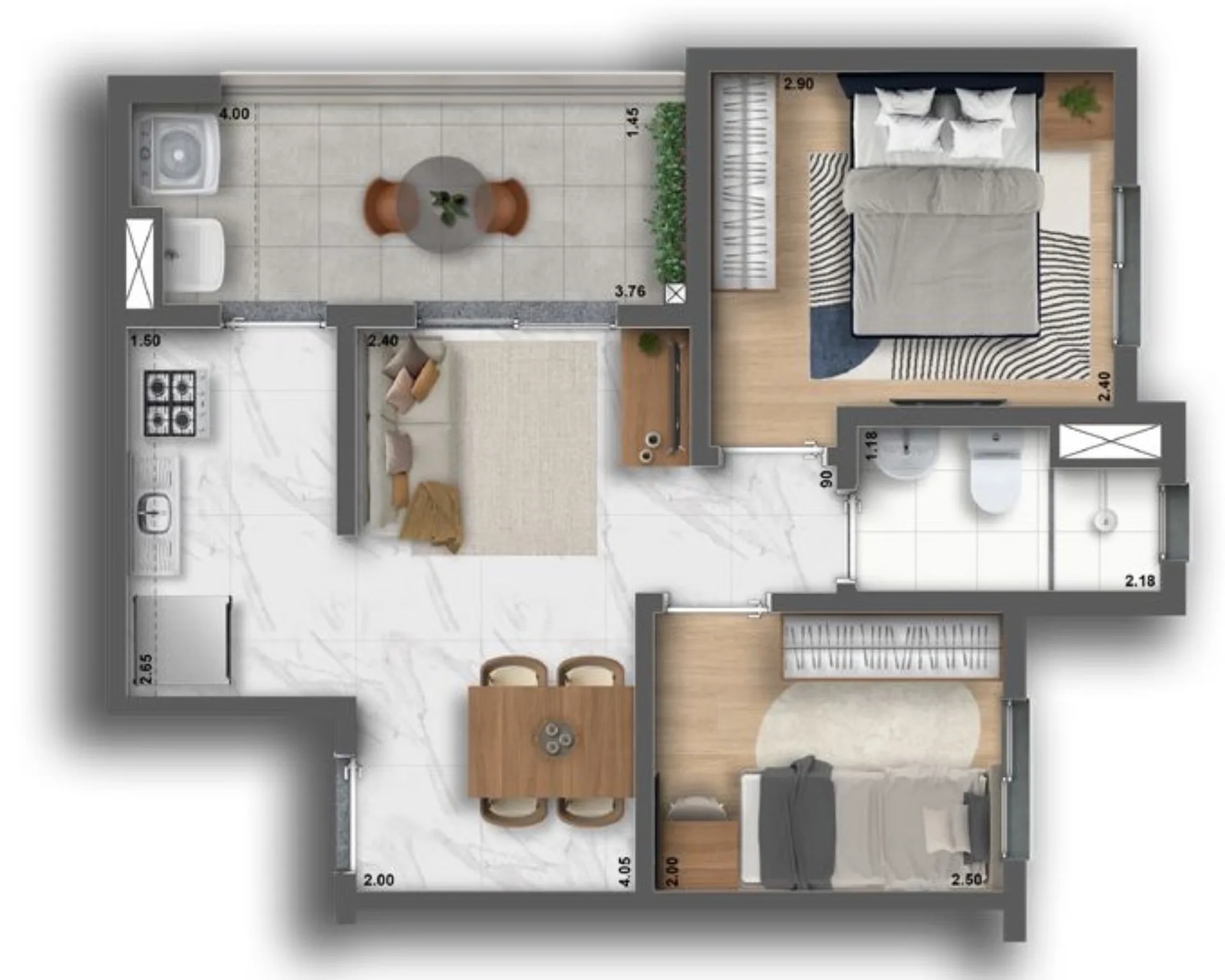 Planta do Livus Essencial Patriarca em Cidade Patriarca — 2 dormitórios, 41 m²