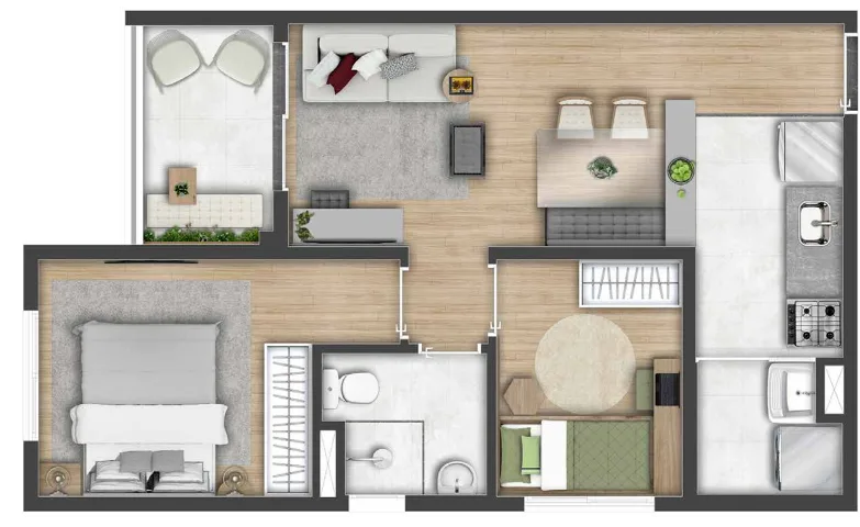 Planta do Log House Morumbi em Morumbi — 2 dormitórios, 45 m²