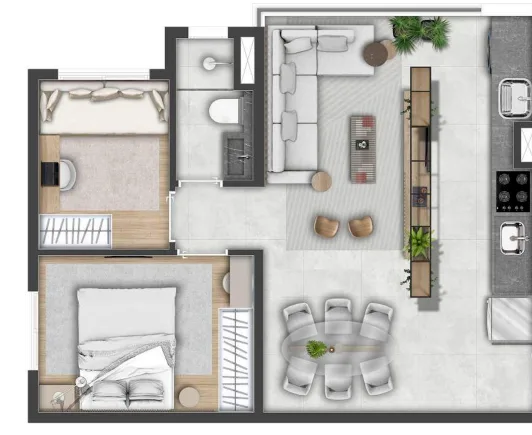 Planta do Log House Morumbi em Morumbi — 1 dormitório, 47 m²