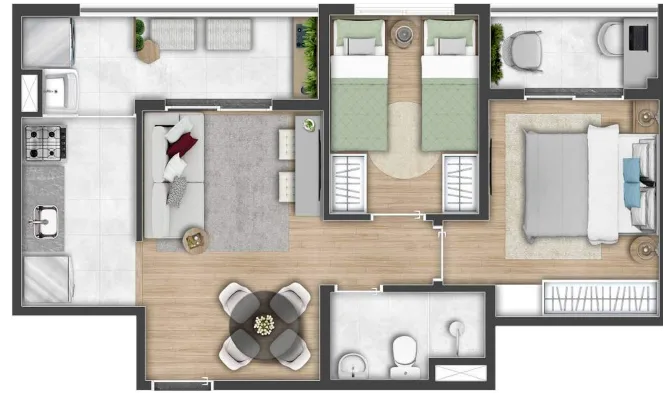 Planta do Log House Morumbi em Morumbi — 2 dormitórios, 45 m²