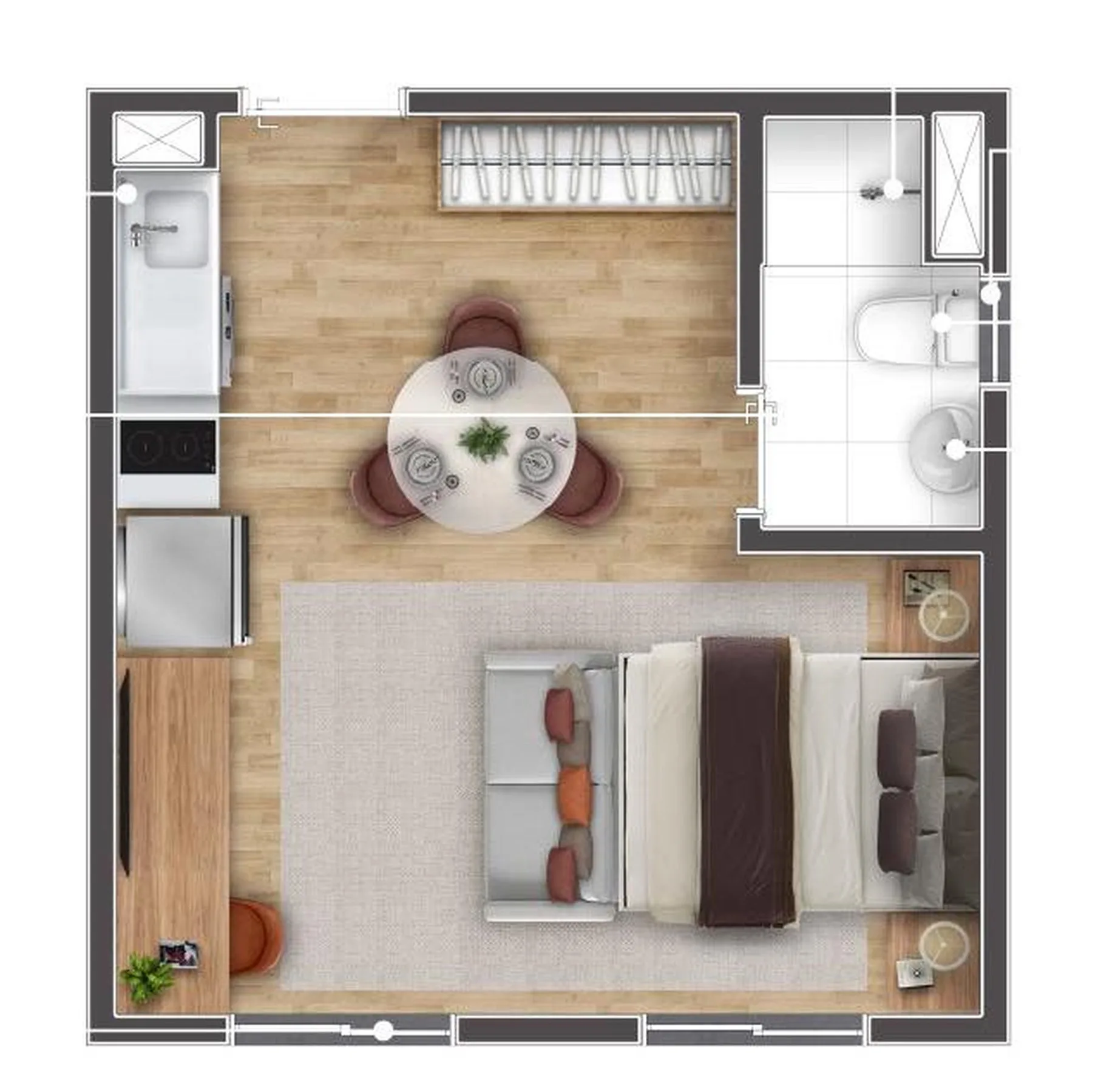 Planta do Longitude Estação Tucuruvi em Tucuruvi — studio de 24,10 m²