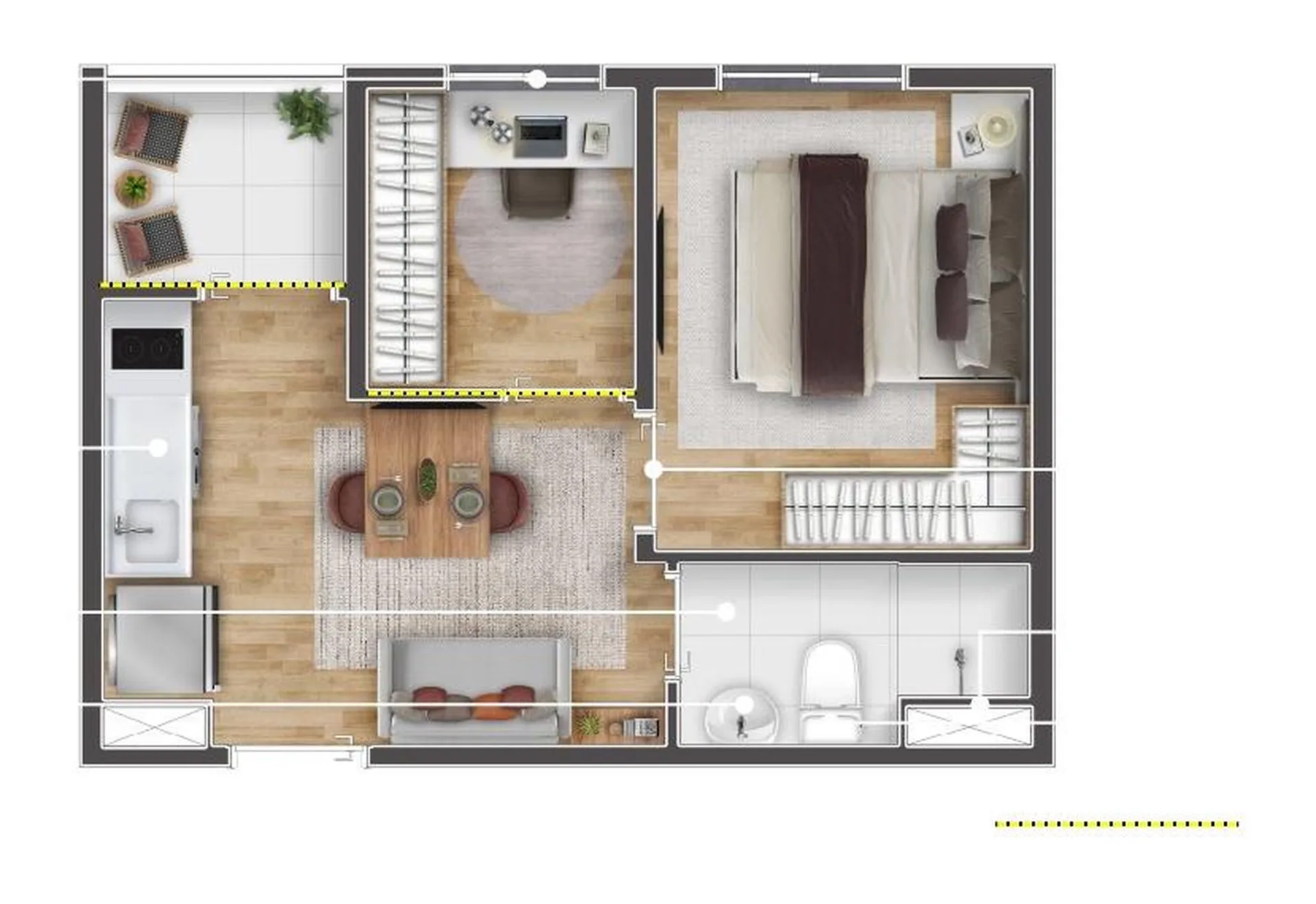 Planta do Longitude Estação Tucuruvi em Tucuruvi — 1 dormitório, 27,33 m²