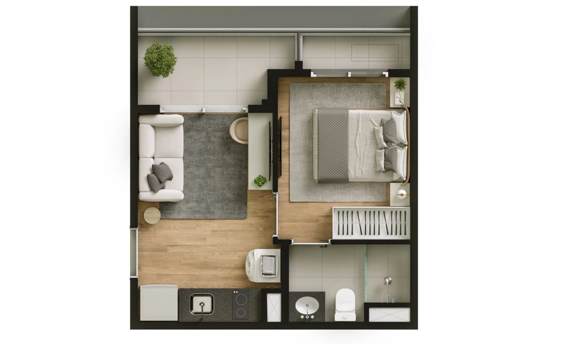 Planta do Look Berrini — 1 dormitório – 27 m²
