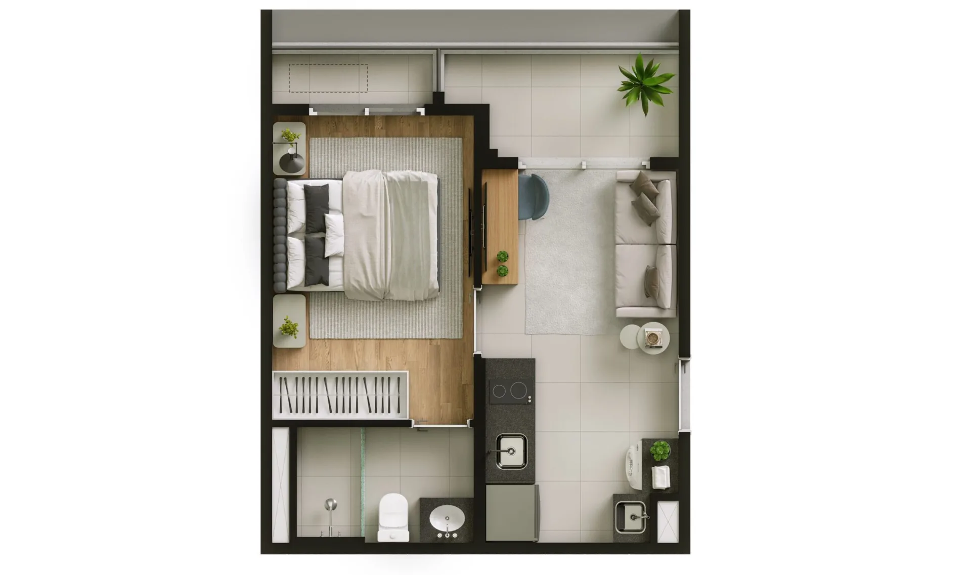 Planta do Look Berrini — 1 dormitório – 31 m²