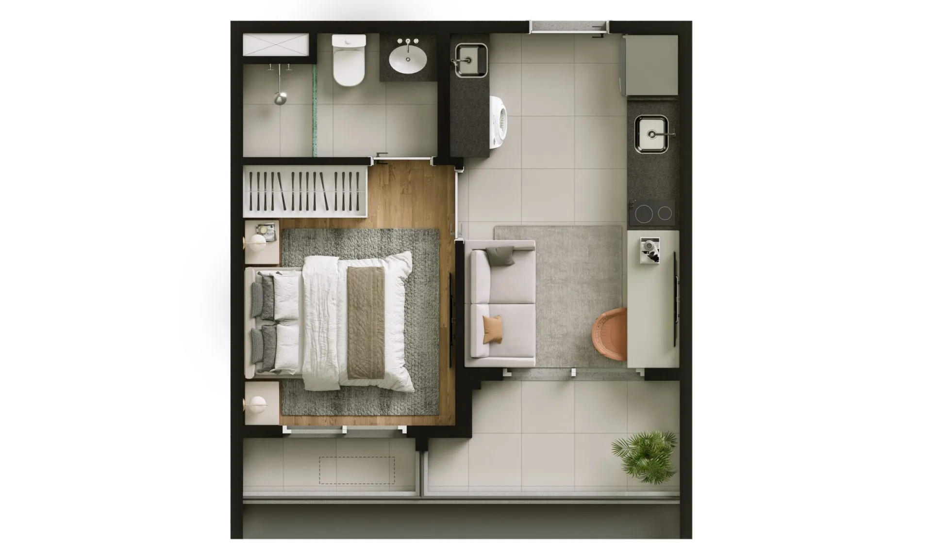 Planta do Look Berrini — 1 dormitório – 27 m²