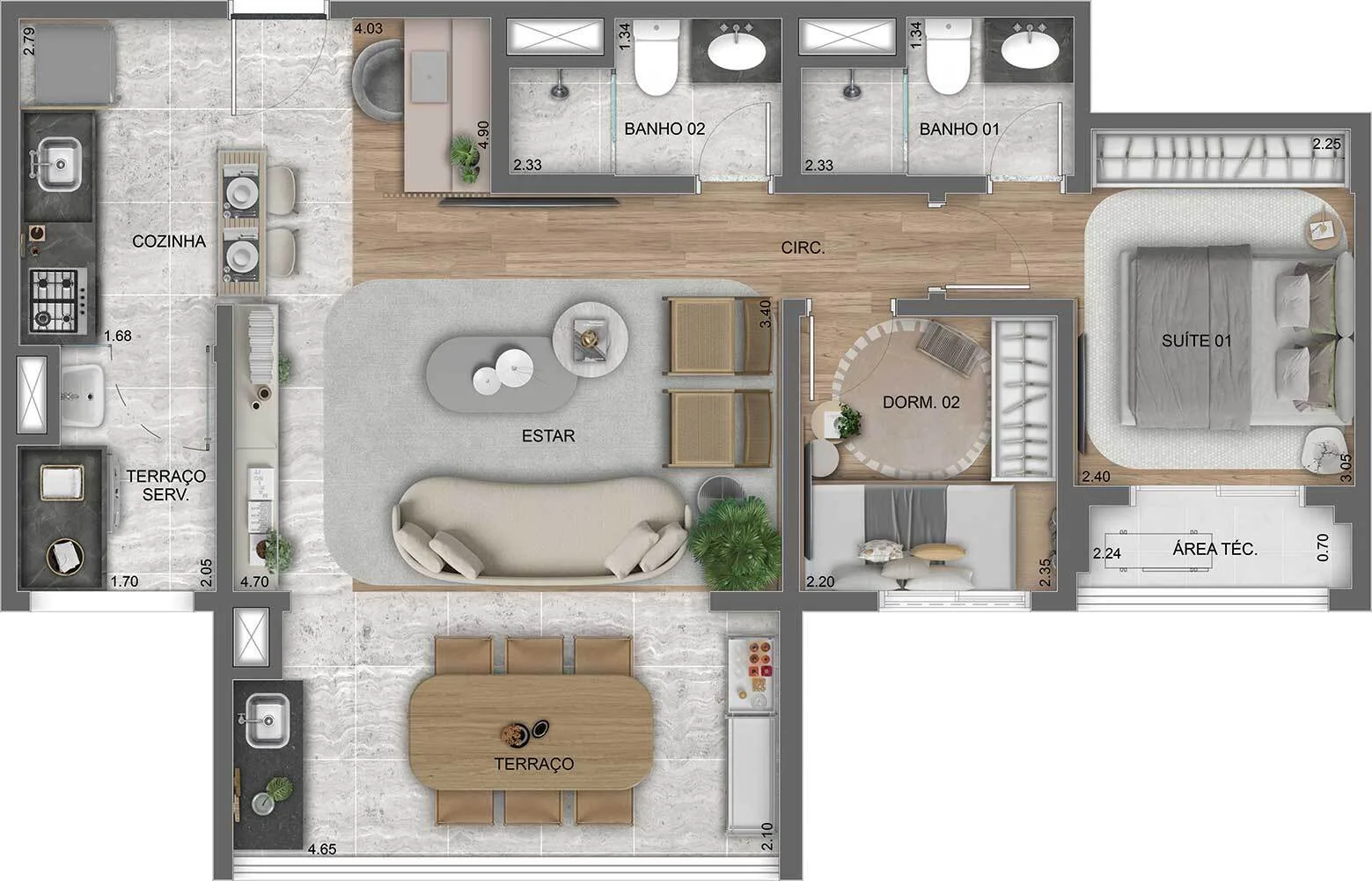 Planta do Lume House Vila Prudente em Vila Prudente — 2 dormitórios – 69 m²