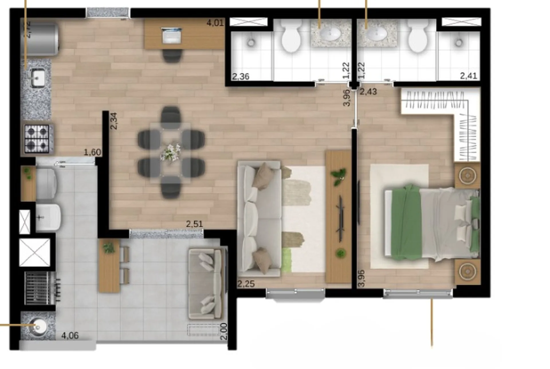 Planta do Lumi Sphere em Vila Matilde — 1 dormitório, 56 m² (opção)
