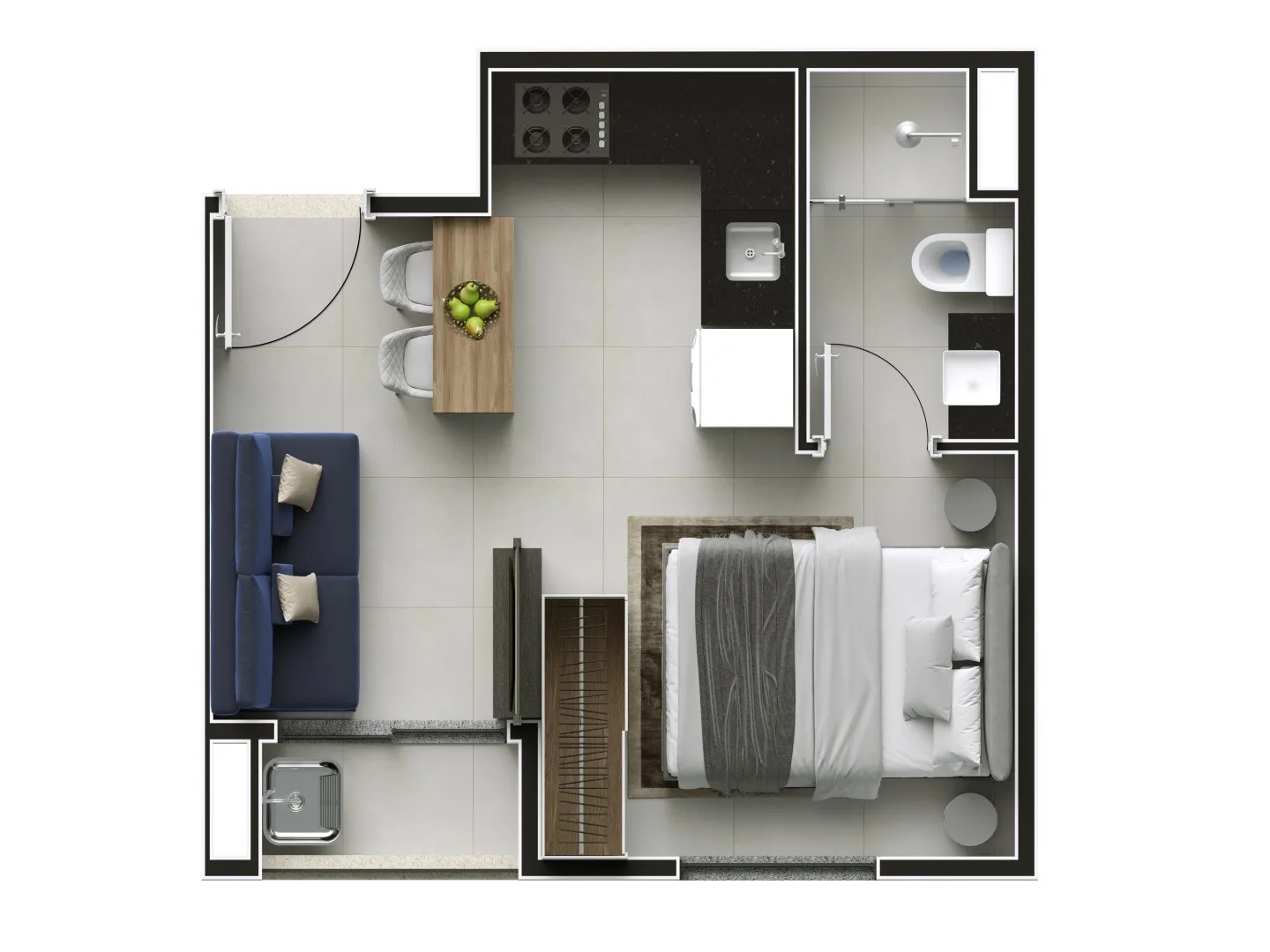 Planta do Lumy Brick em Vila Leopoldina — 1 dormitório – 24,17 m² Studio