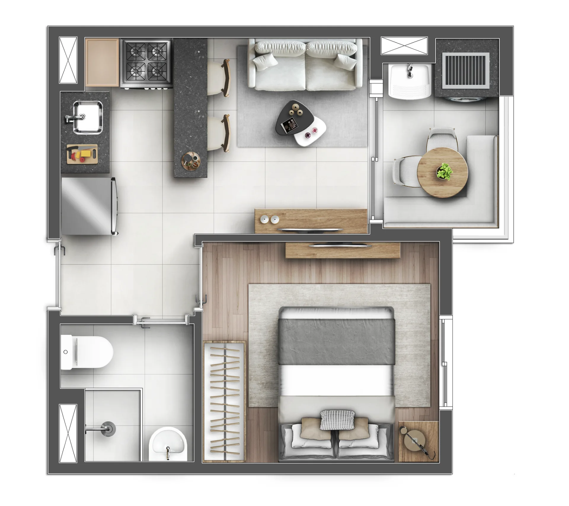Planta do Lyon Penha em Penha — 1 dormitório, 28 m²