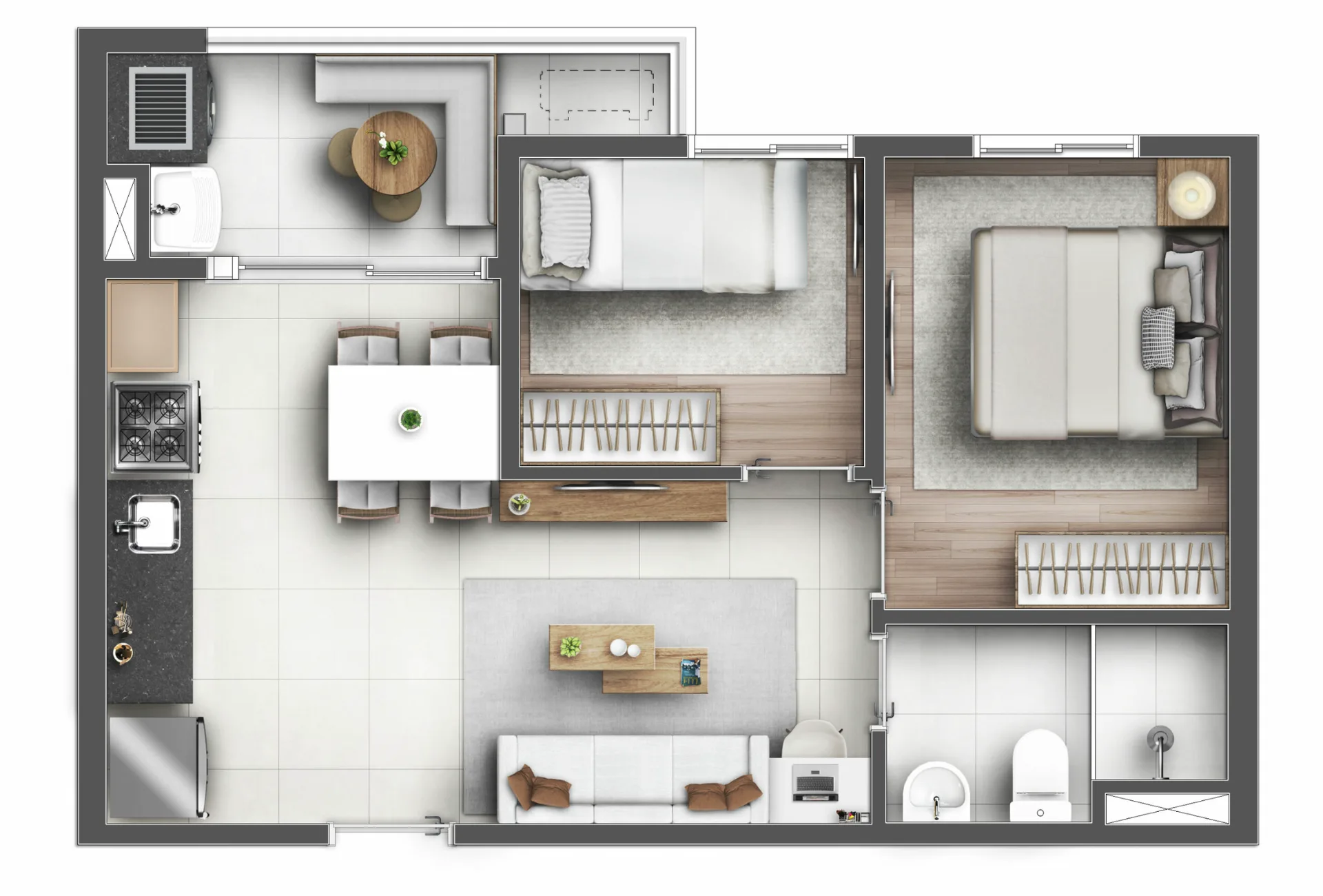 Planta do Lyon Penha em Penha — 2 dormitórios, 43 m²