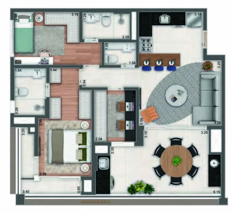 Planta do Mac Pinheiros em Pinheiros — 93,68 m²