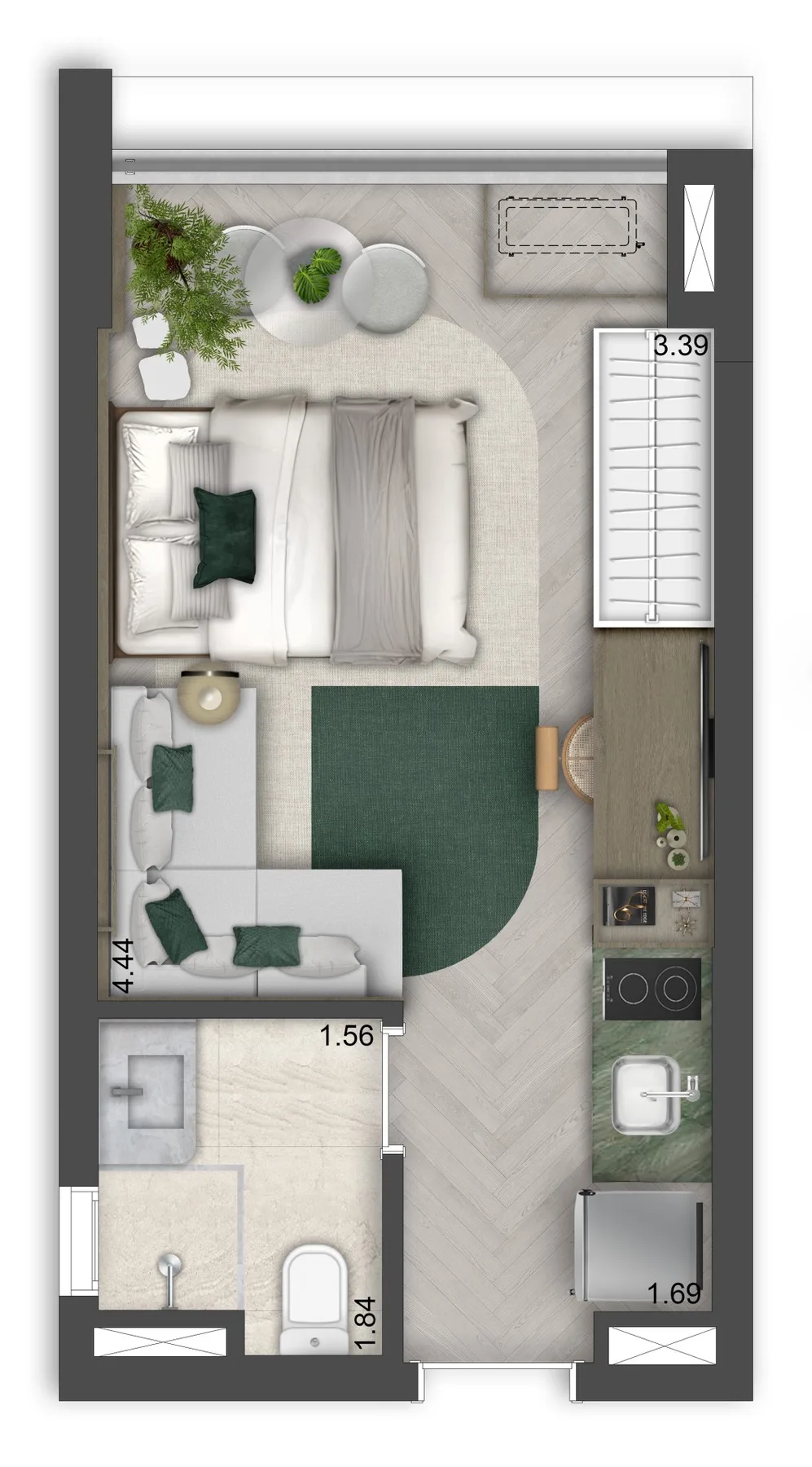 Planta do Madart Vila Madalena em Vila Madalena — studio de 25 m² (opção)