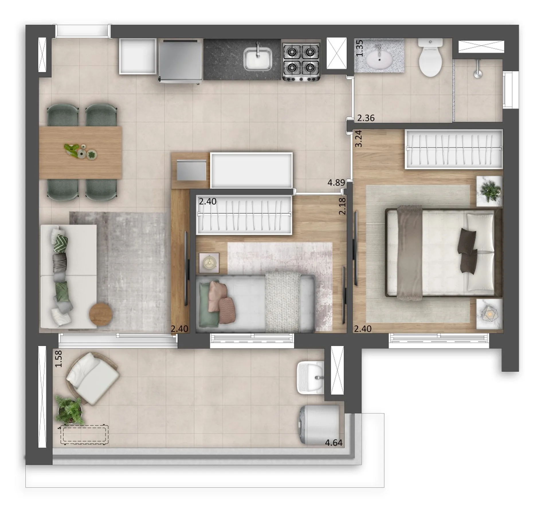 Planta do Madart Vila Madalena em Vila Madalena — 2 dormitórios, 48 m²