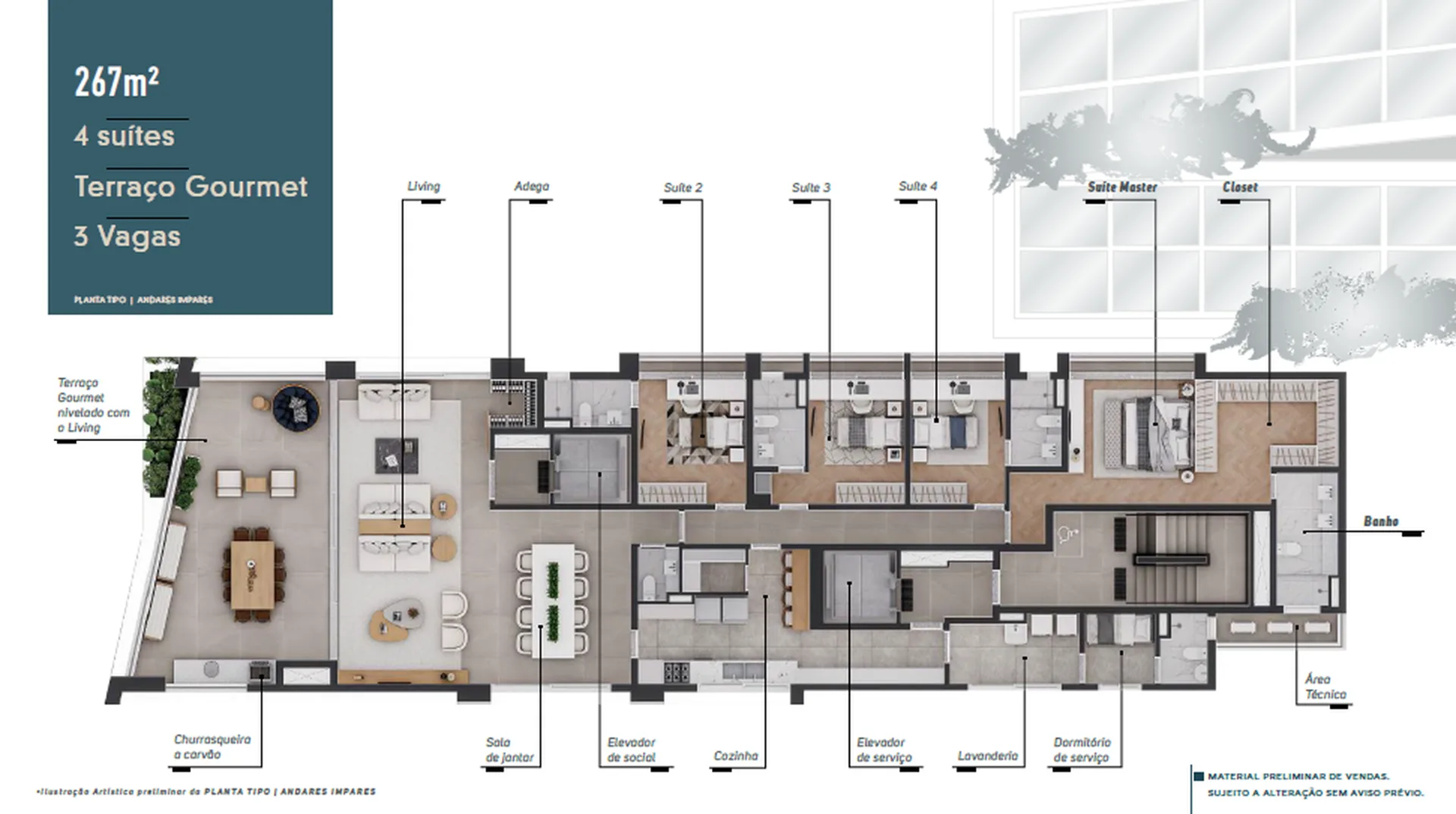 Planta do Maison Gabrielle em Moema — 4 dormitórios, 267 m²