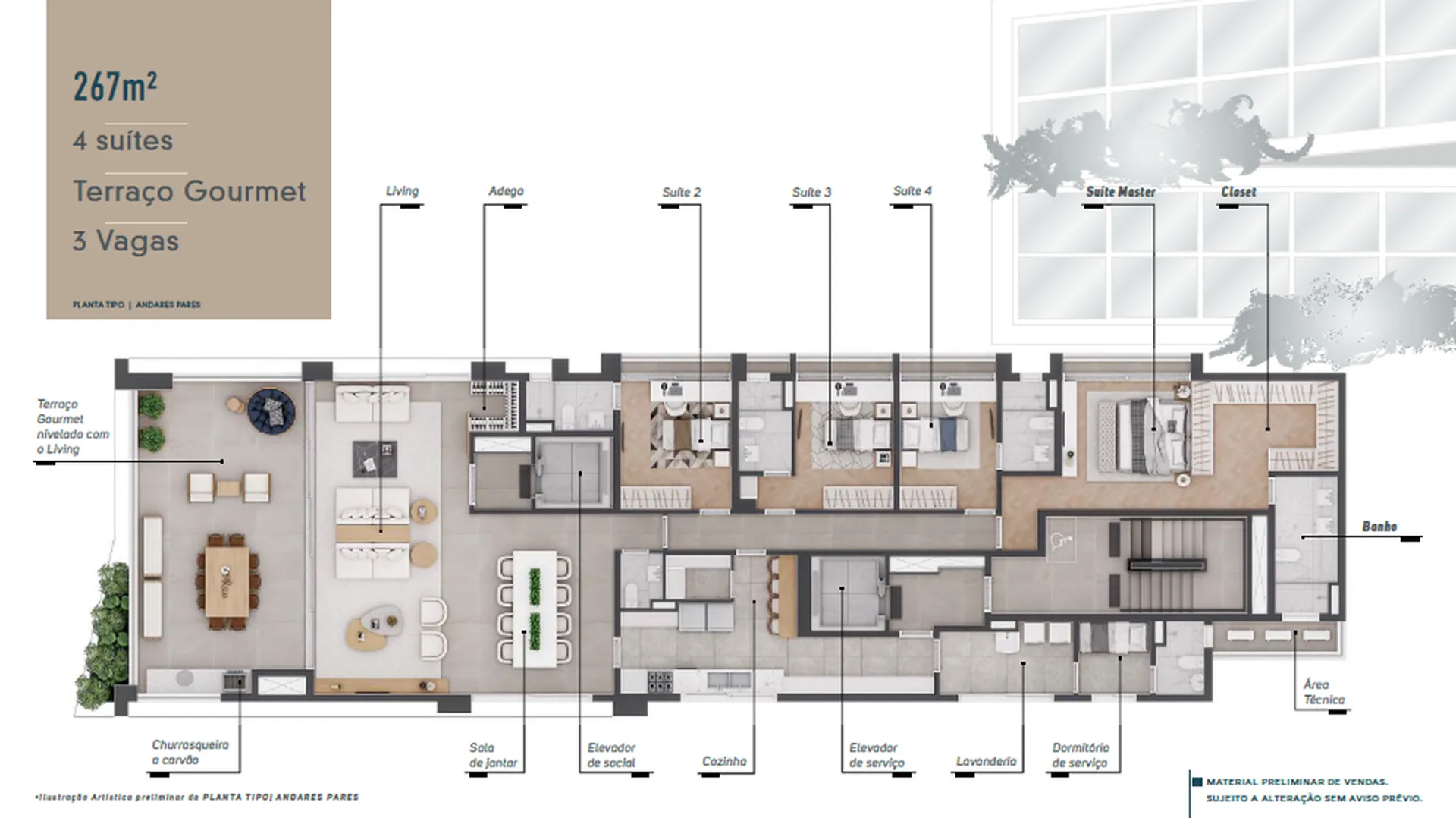 Planta do Maison Gabrielle em Moema — 4 dormitórios, 267 m²
