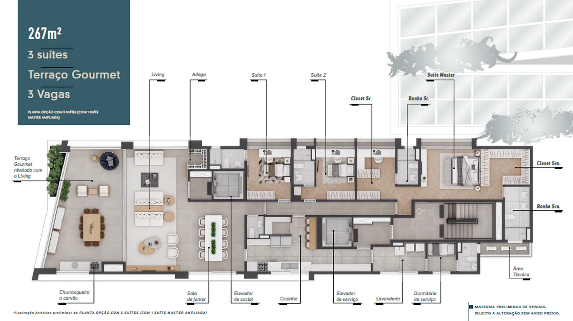 Planta do Maison Gabrielle em Moema — 3 dormitórios, 267 m²
