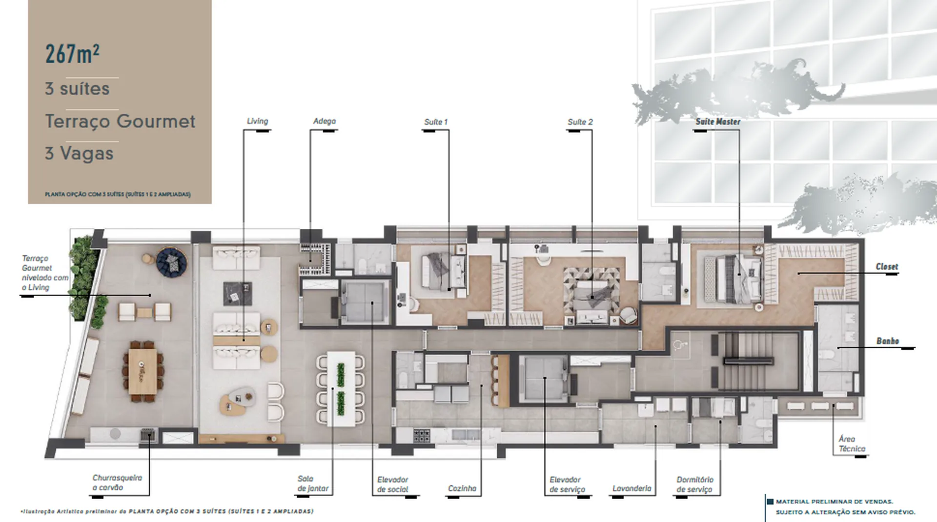 Planta do Maison Gabrielle em Moema — 3 dormitórios, 267 m²