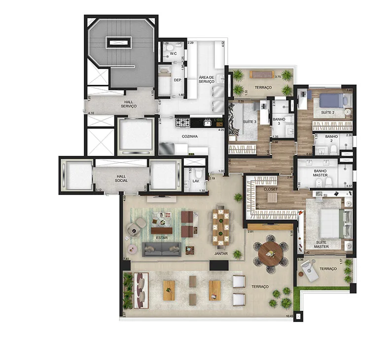 Planta do Maison Helena em Jardim Paulista — 3 dormitórios – 208 m²