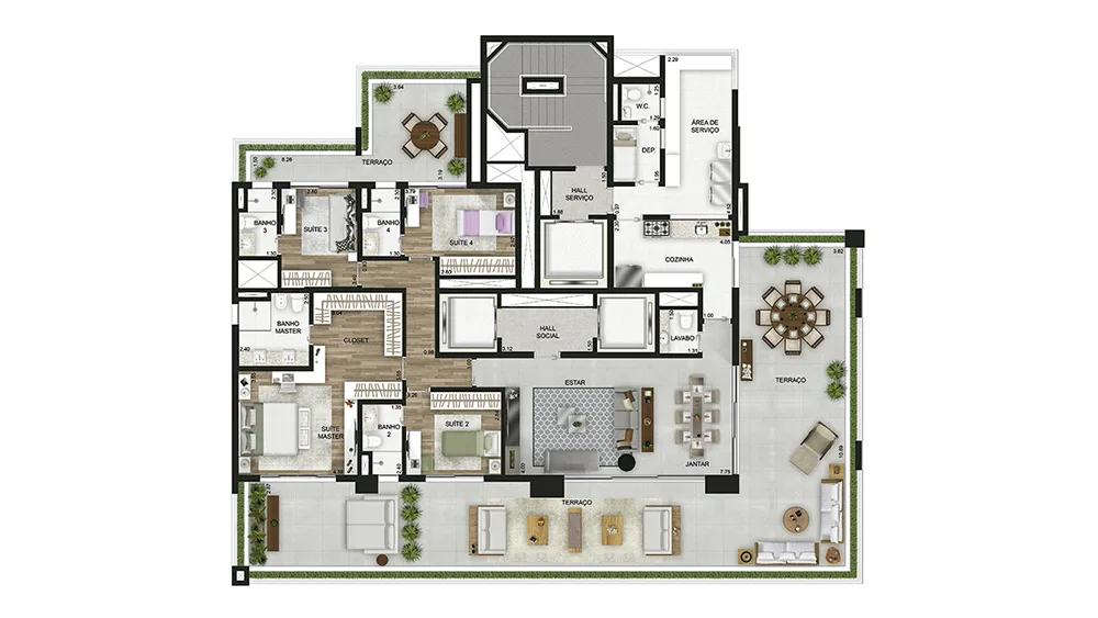 Planta do Maison Helena em Jardim Paulista — 4 dormitórios – 312 m²