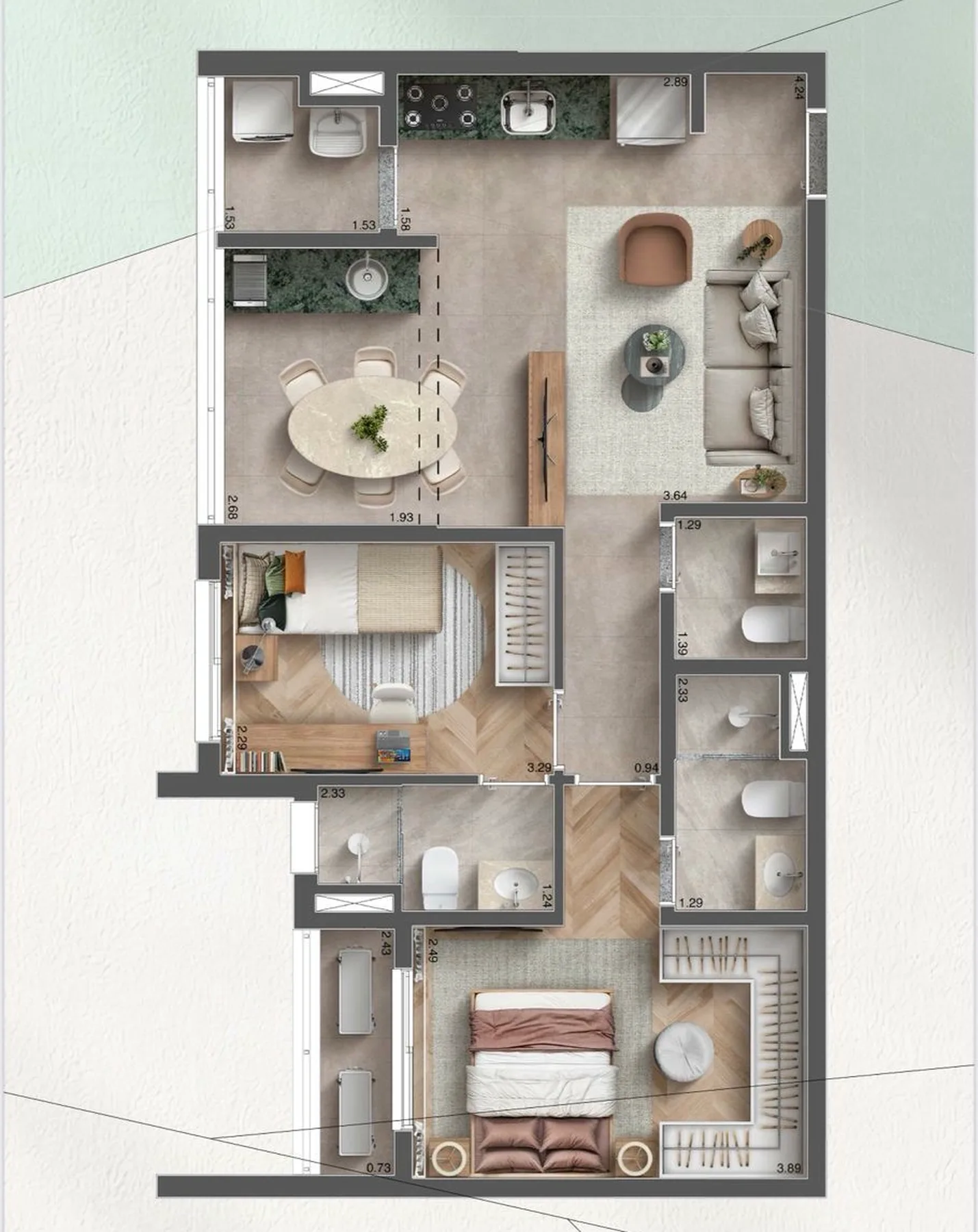 Planta do Maracá Conceição em Conceição — 2 dormitórios, 62 m²